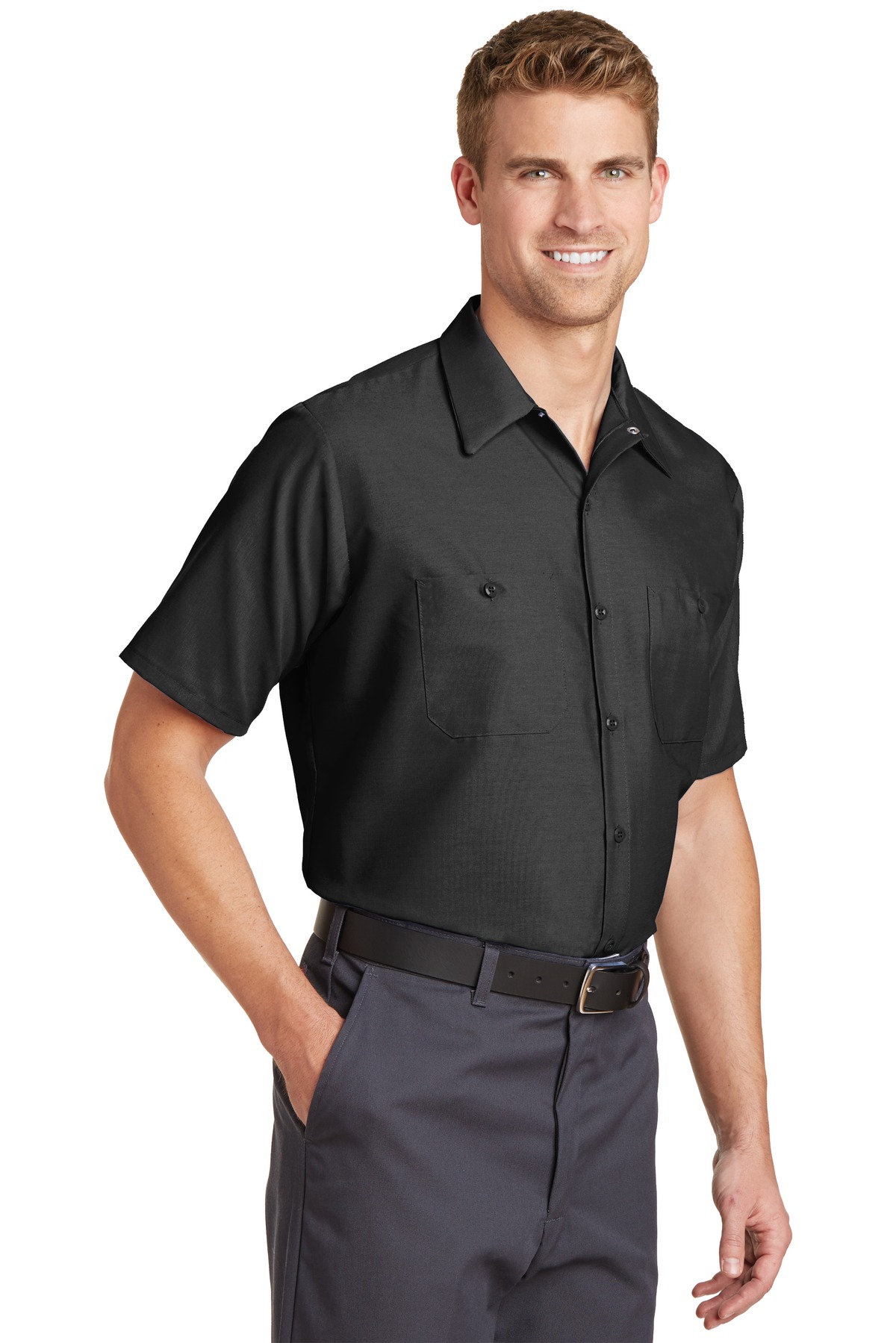 Red Kap Long Size  Short Sleeve Industrial Work Shirt. SP24LONG