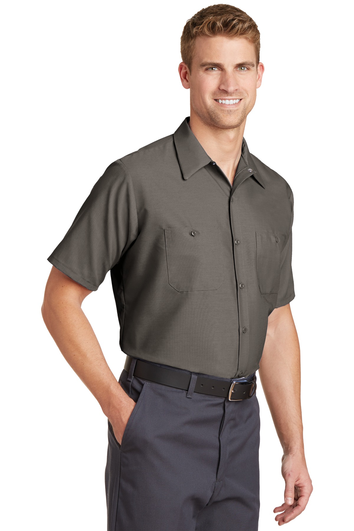 Red Kap Long Size  Short Sleeve Industrial Work Shirt. SP24LONG