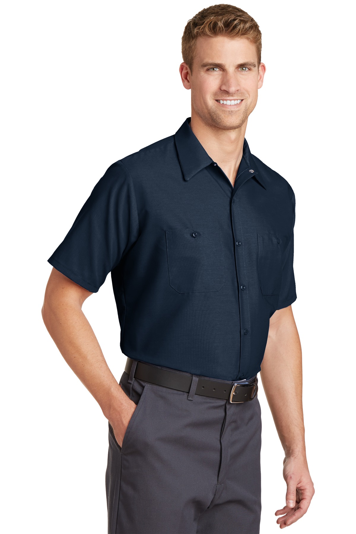 Red Kap Long Size  Short Sleeve Industrial Work Shirt. SP24LONG