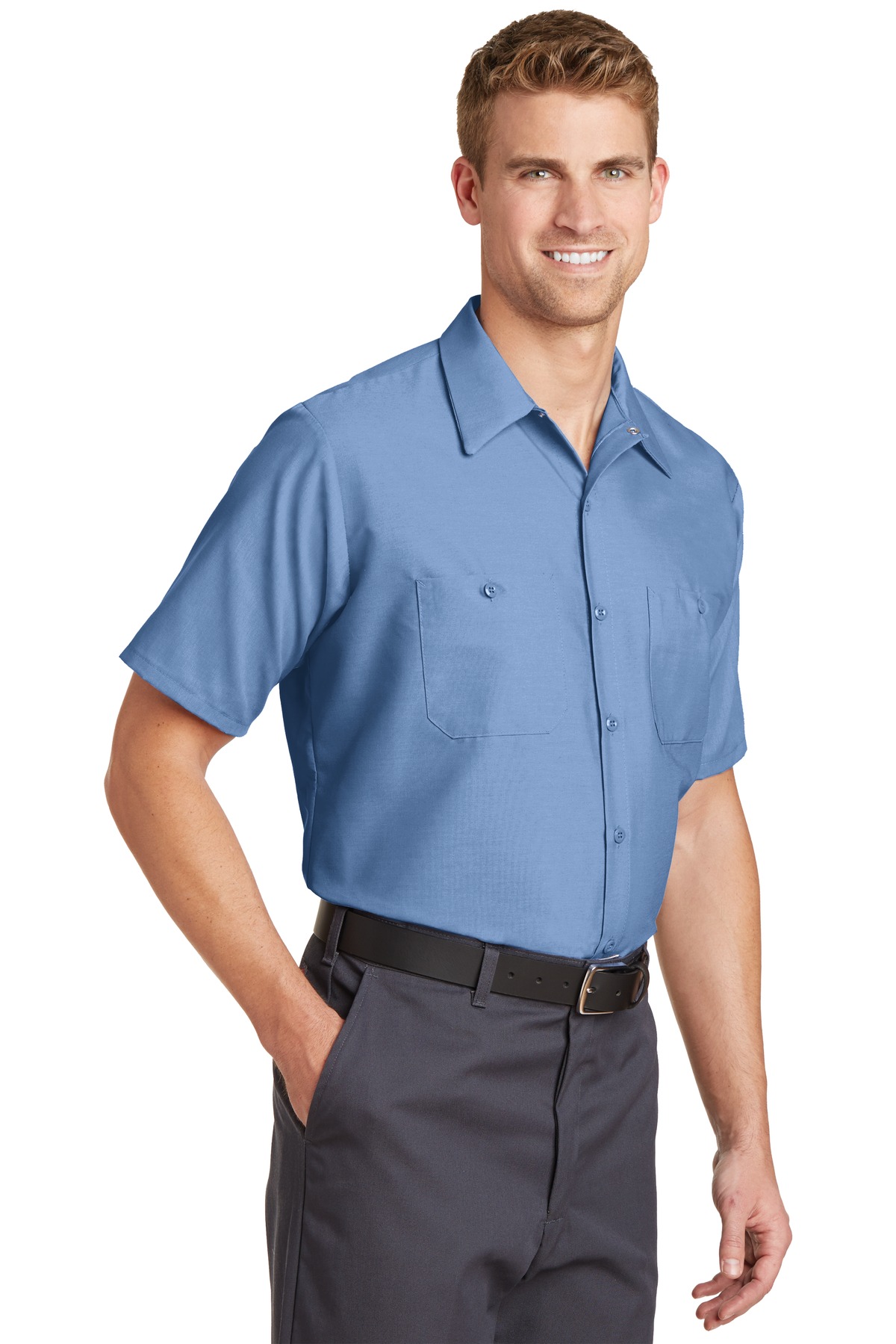 Red Kap Long Size  Short Sleeve Industrial Work Shirt. SP24LONG