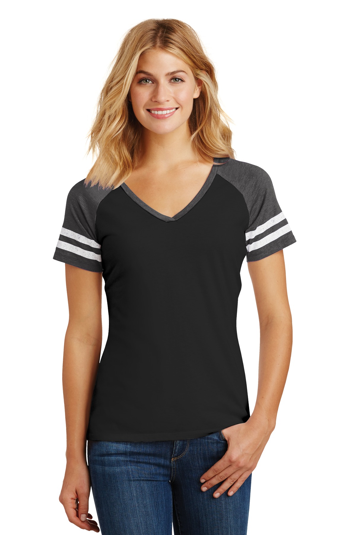 District Ladies Hospitality T-Shirts ® Womens Game V-Neck Tee.-District