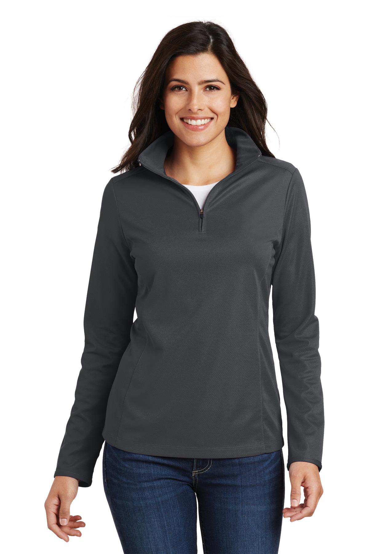 Port Authority Hospitality LadiesActivewear Polos&Knits ® Ladies Pinpoint Mesh 1/2-Zip .-Port Authority