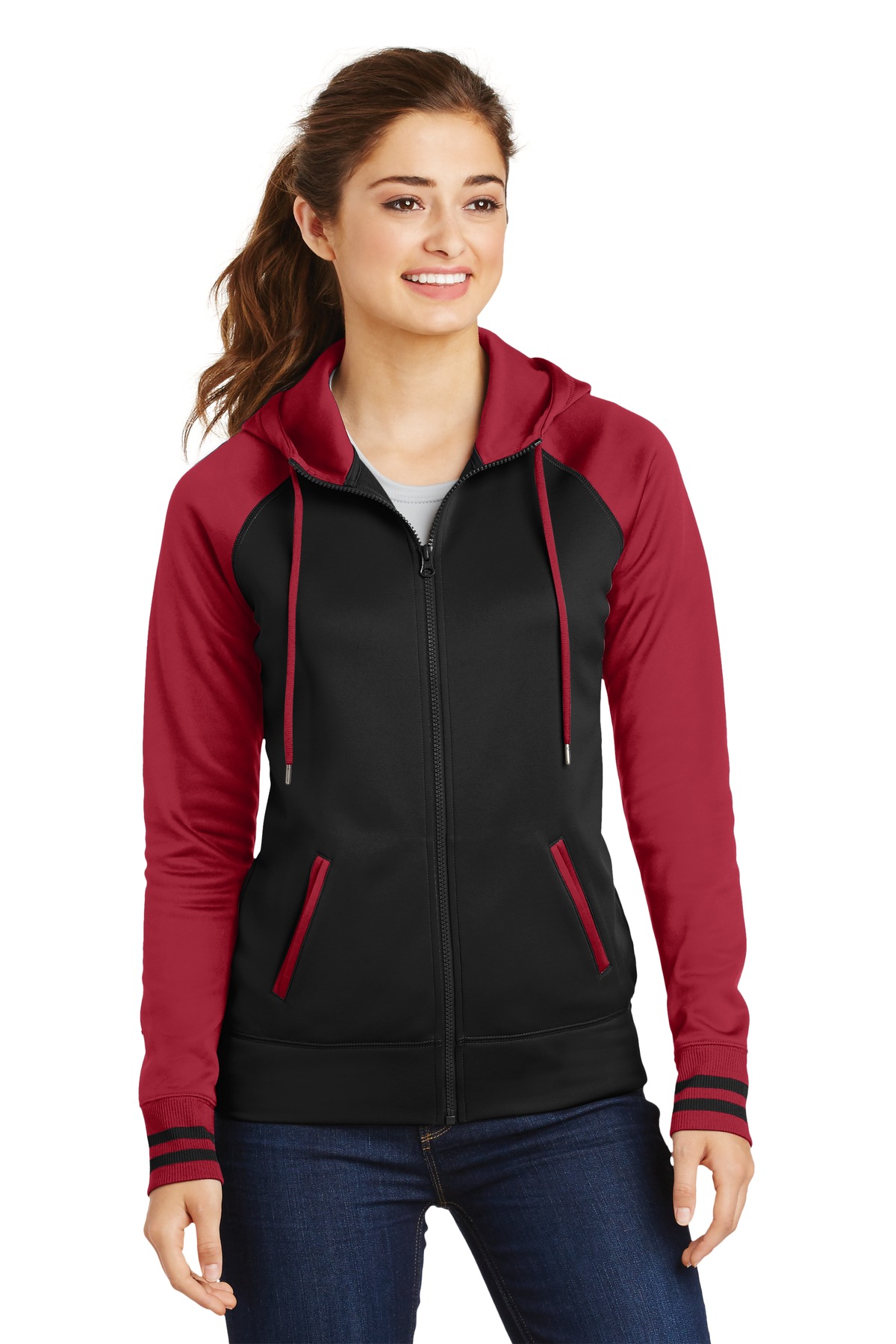 Sport-Tek Ladies Sport-Wick Varsity Fleece Full-Zip Hooded Jacket - LST236