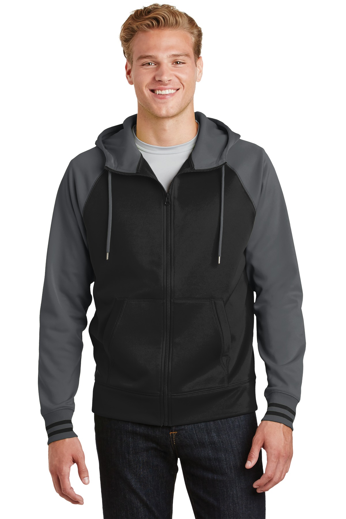 Sport-Tek Sport-Wick Varsity Fleece Full-Zip Hooded Jacket-Sport&#45;Tek