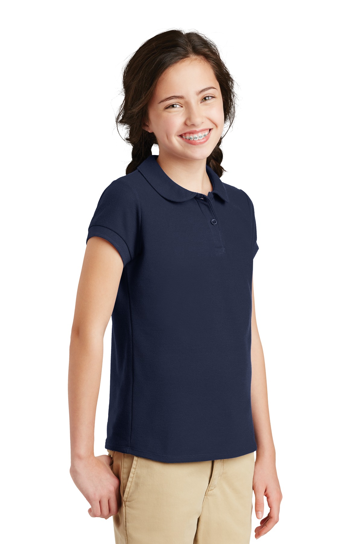 Port Authority Girls Silk Touch Peter Pan Collar Polo. YG503