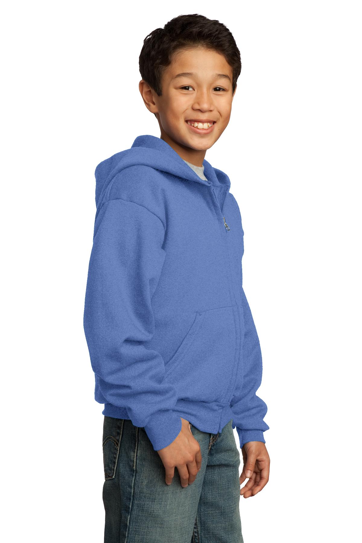 Port & Company - Youth Core Fleece Full-Zip Hooded Sweatshirt. PC90YZH