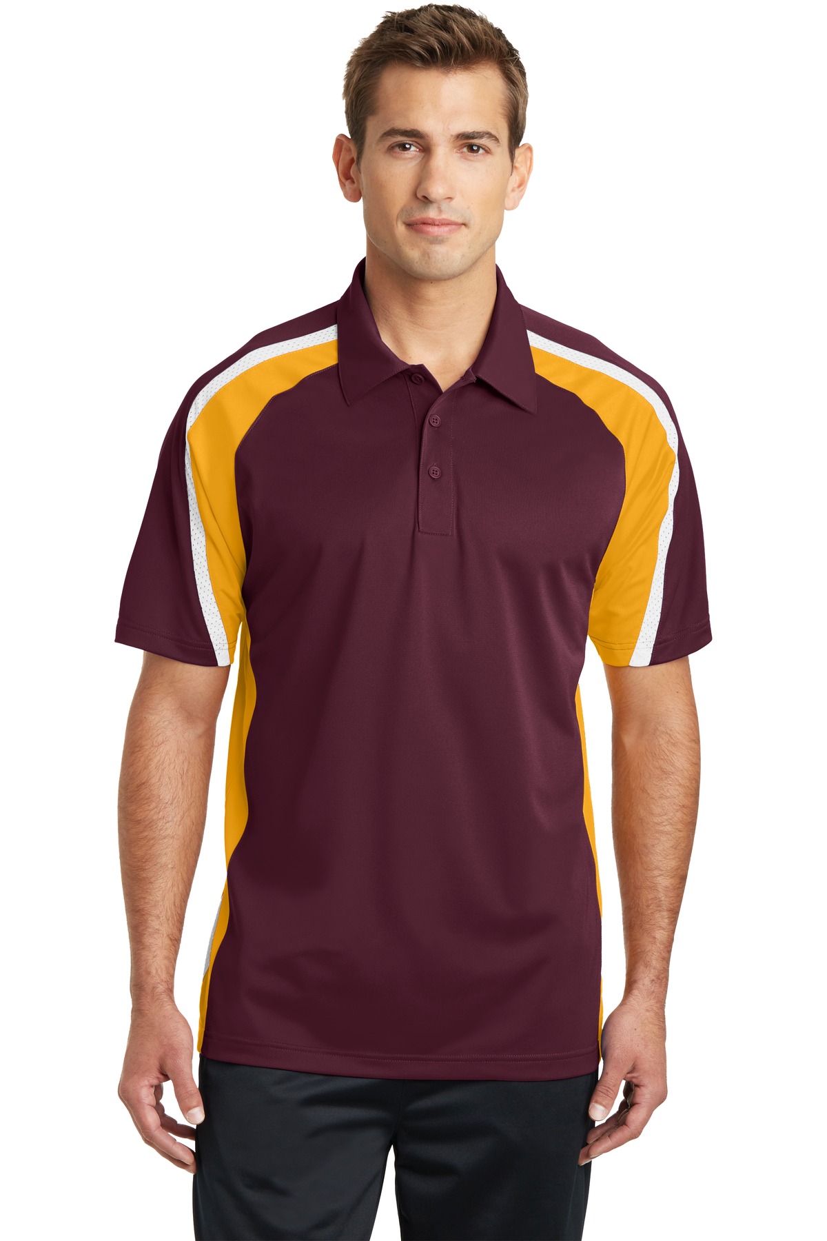 Sport-Tek Tricolor Micropique Sport-Wick Polo. ST654