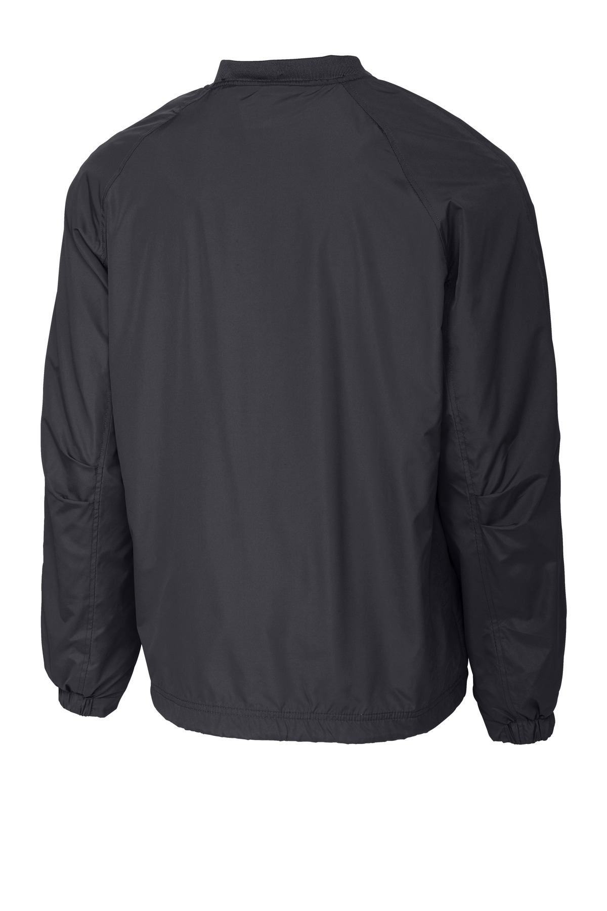 Sport-Tek V-Neck Raglan Wind Shirt. JST72 in Graphite — Back