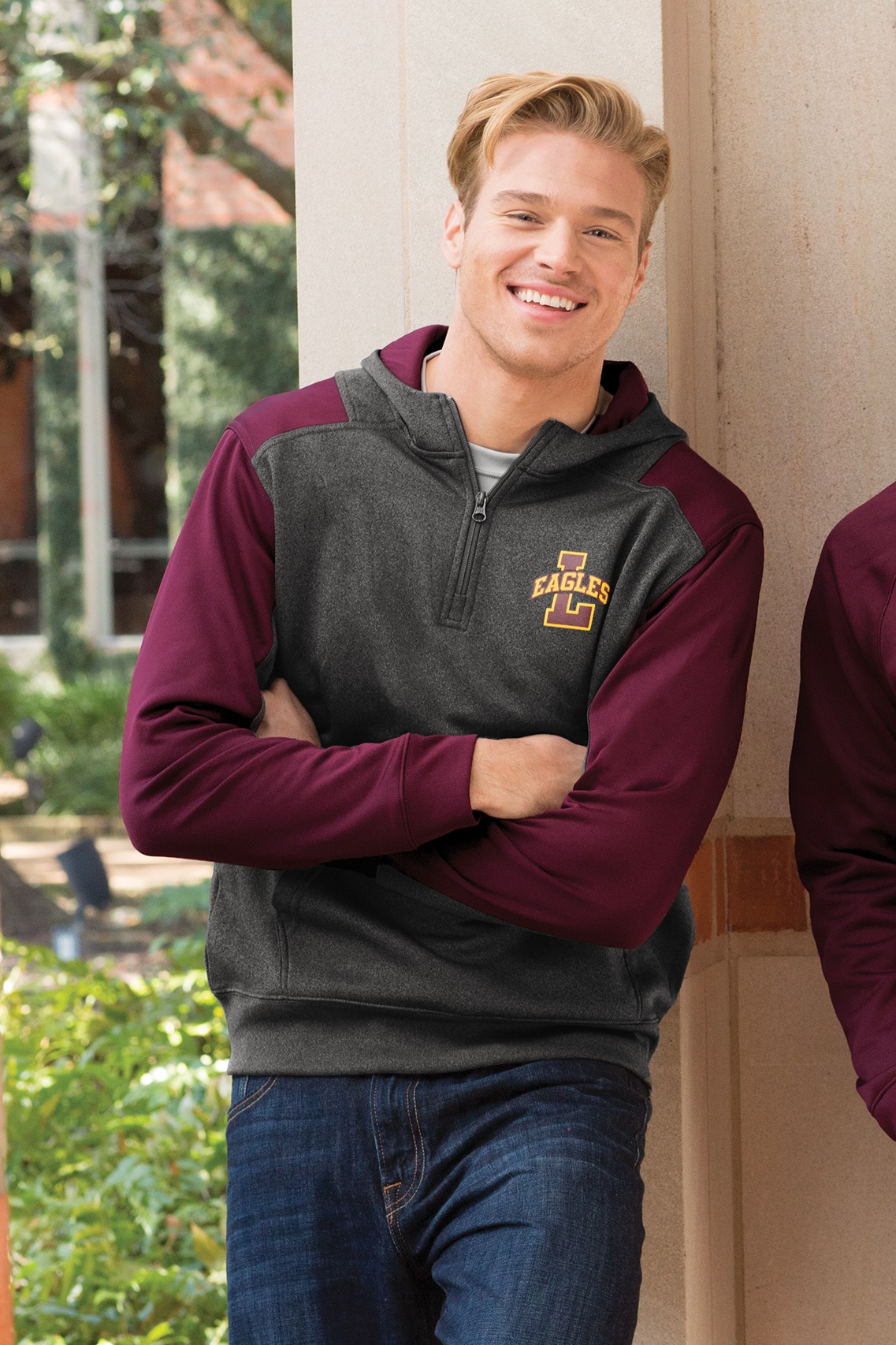Sport-Tek Tech Fleece Colorblock 1/4-Zip Hooded Sweatshirt. ST249