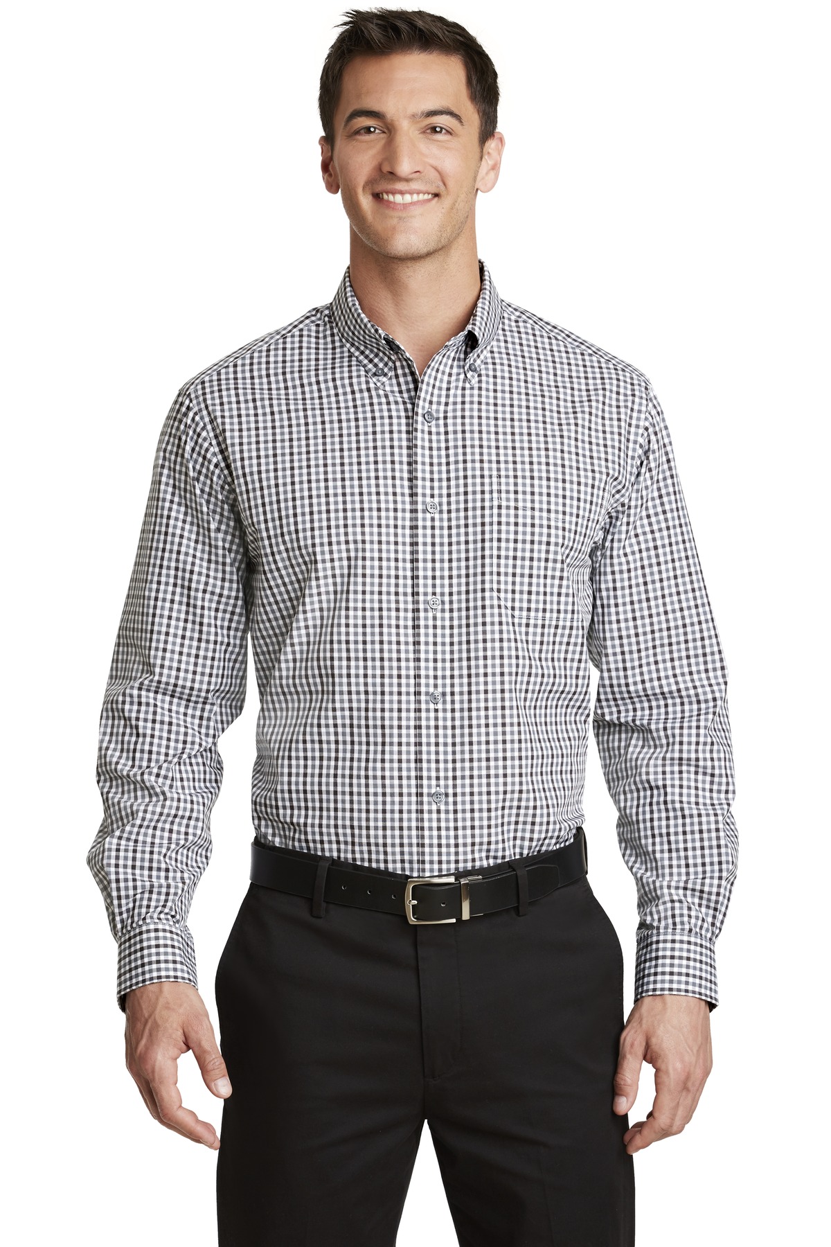Port Authority Woven Shirts for Hospitality ® Long Sleeve Gingham Easy Care Shirt.-Port Authority