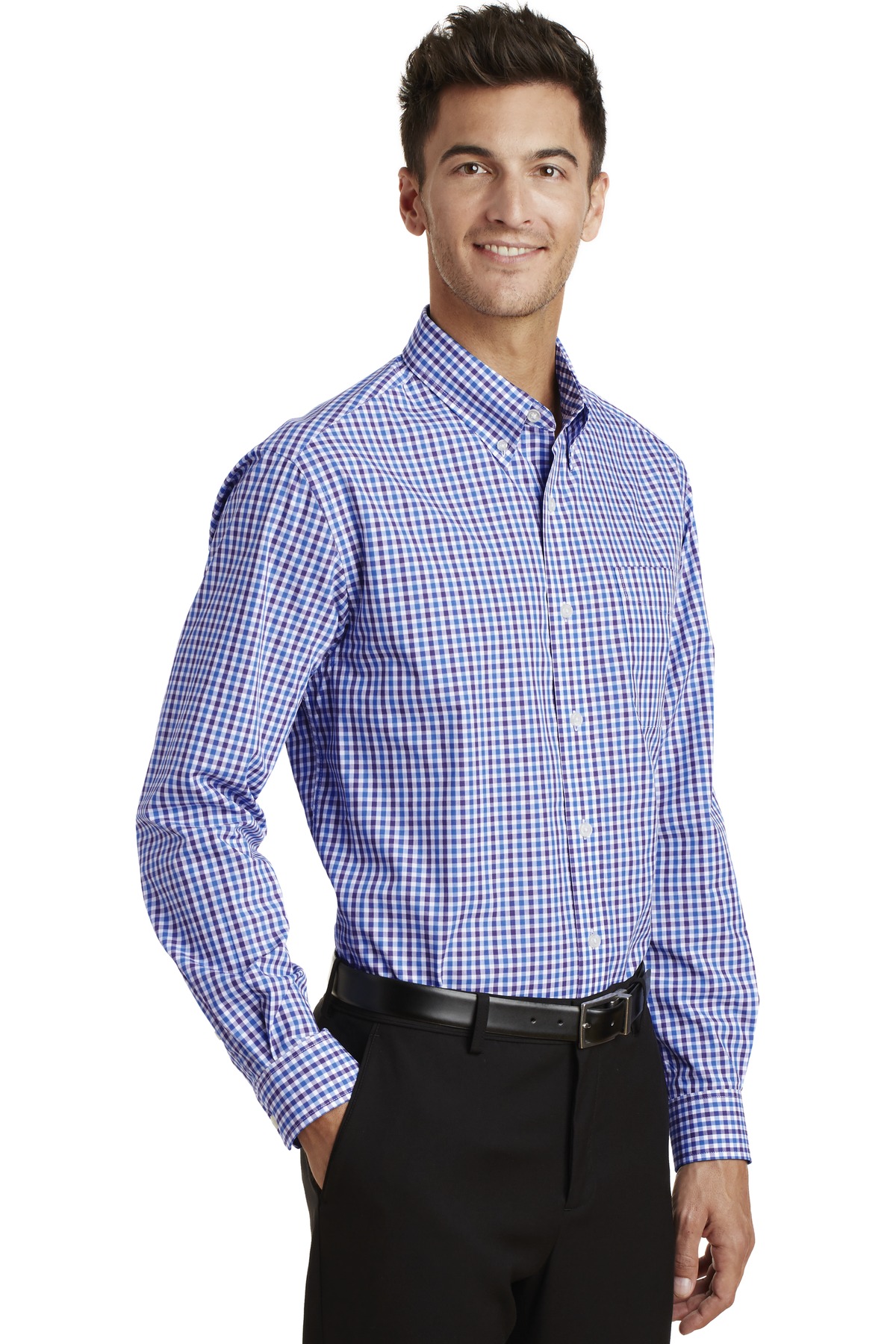 Port Authority Long Sleeve Gingham Easy Care Shirt. S654