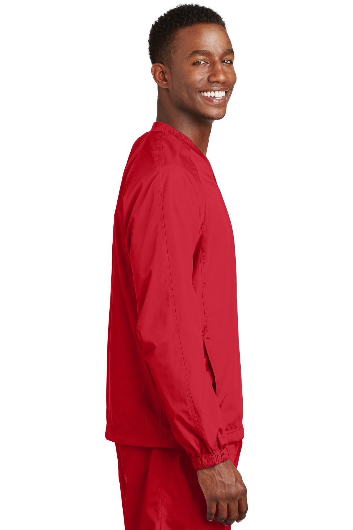 Sport-Tek V-Neck Raglan Wind Shirt. JST72