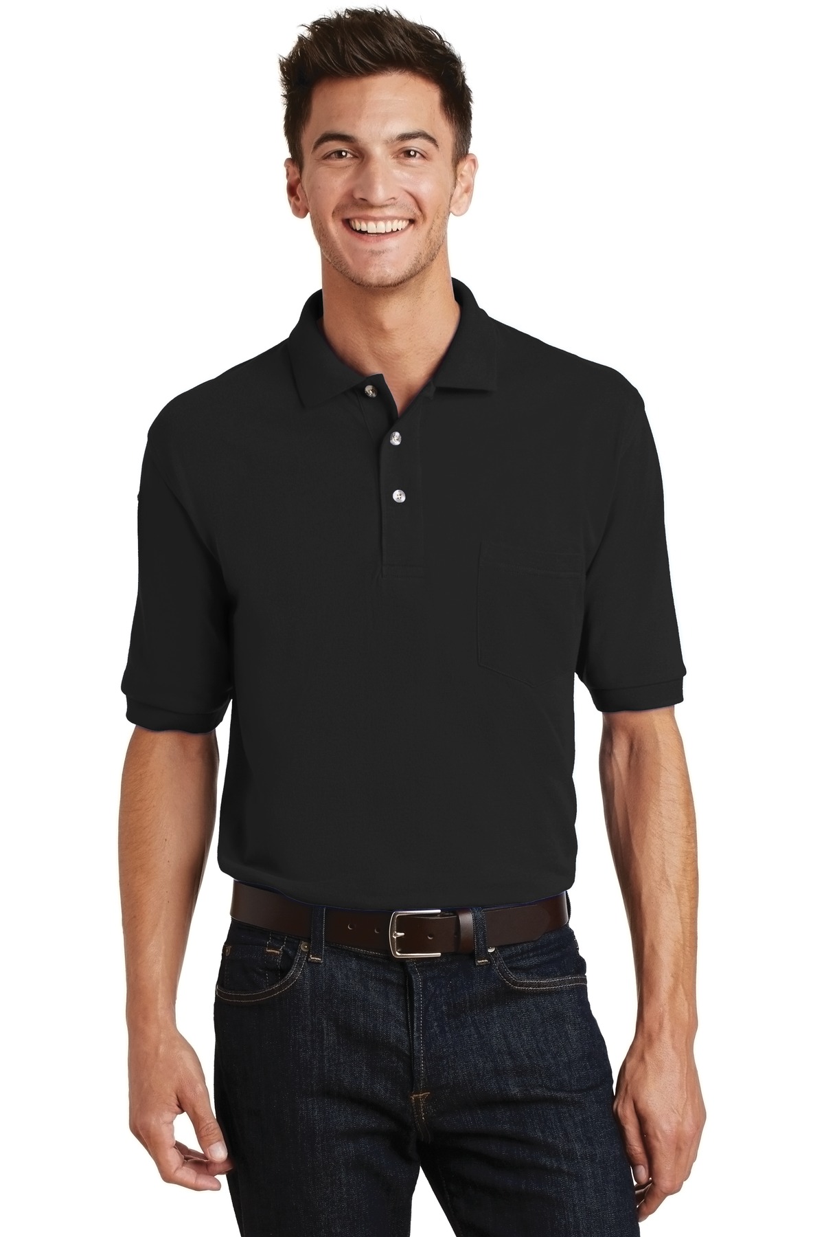 Port Authority Hospitality Polos & Knits ® Heavyweight Cotton Pique Polo with Pocket.-Port Authority