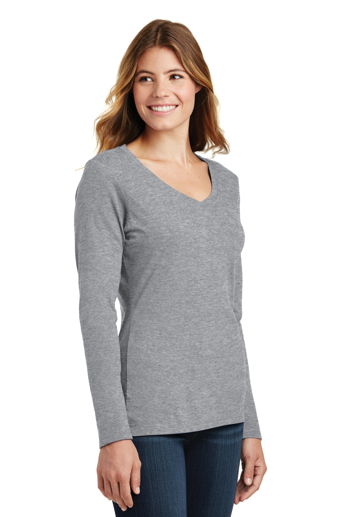 Port & Co Women's Long Sleeve Fan Favorite V-Neck Tee. LPC450VLS