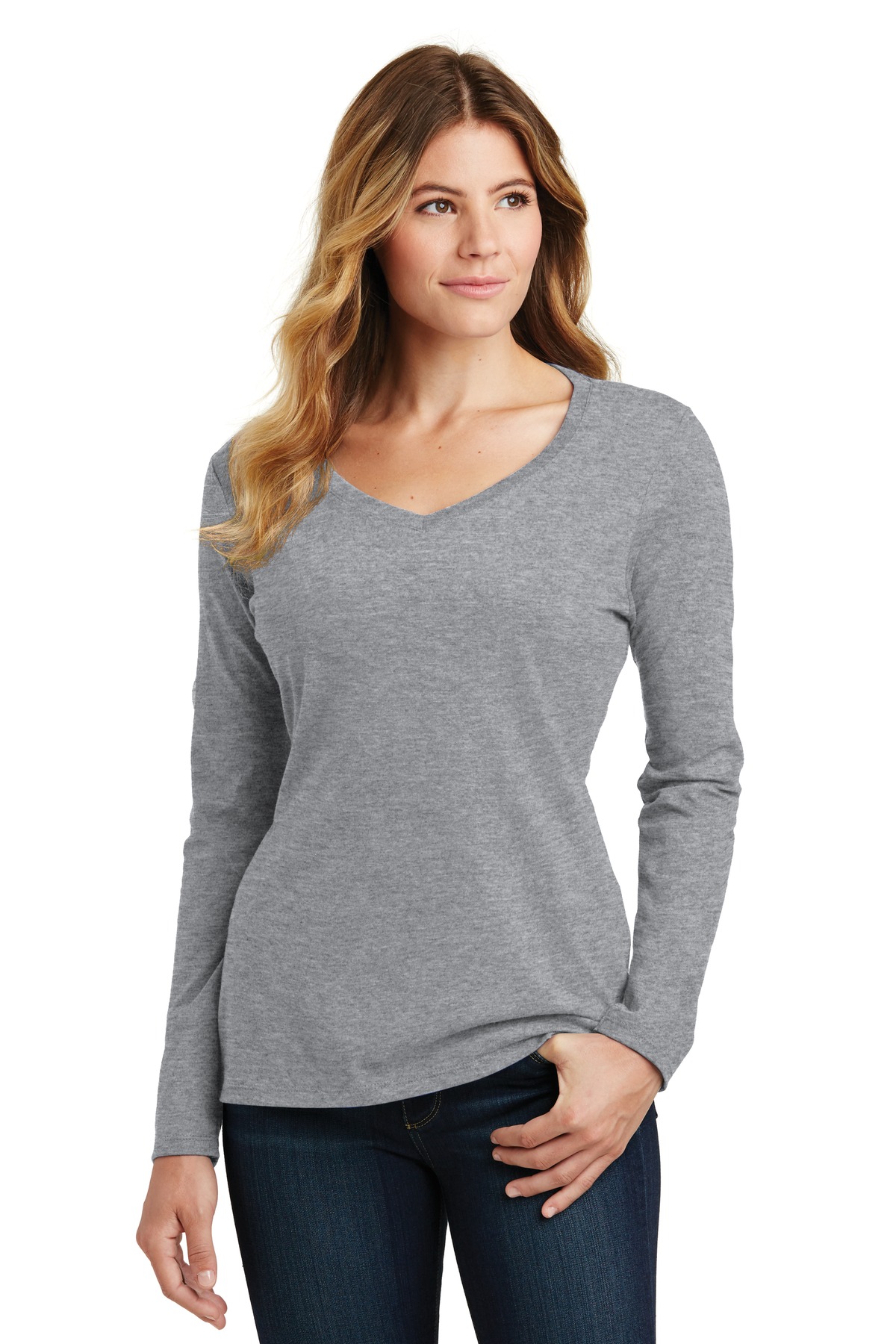Port & Company Ladies Long Sleeve Fan Favorite V-Neck T-Shirt - LPC450VLS