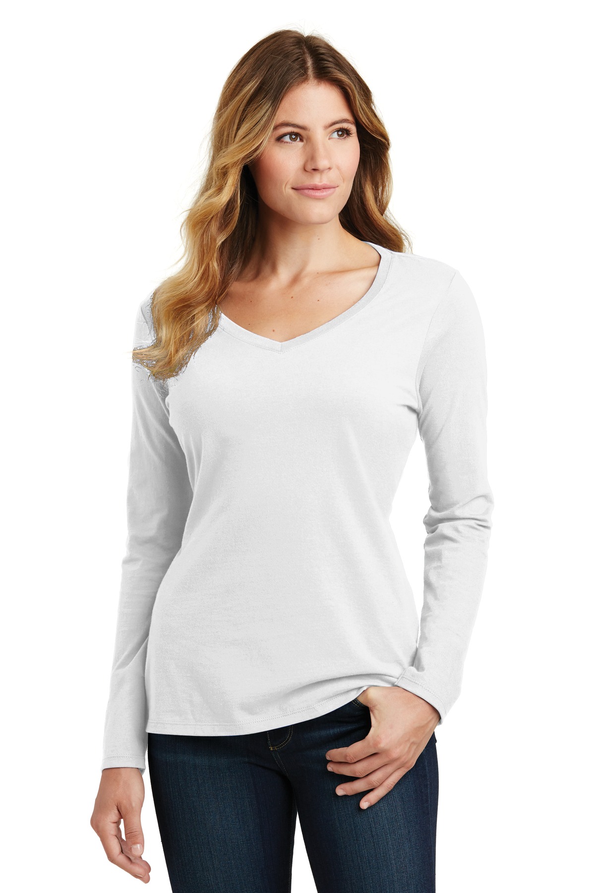 Port and Company Ladies Long Sleeve Fan Favorite V-Neck Tee. LPC450VLS