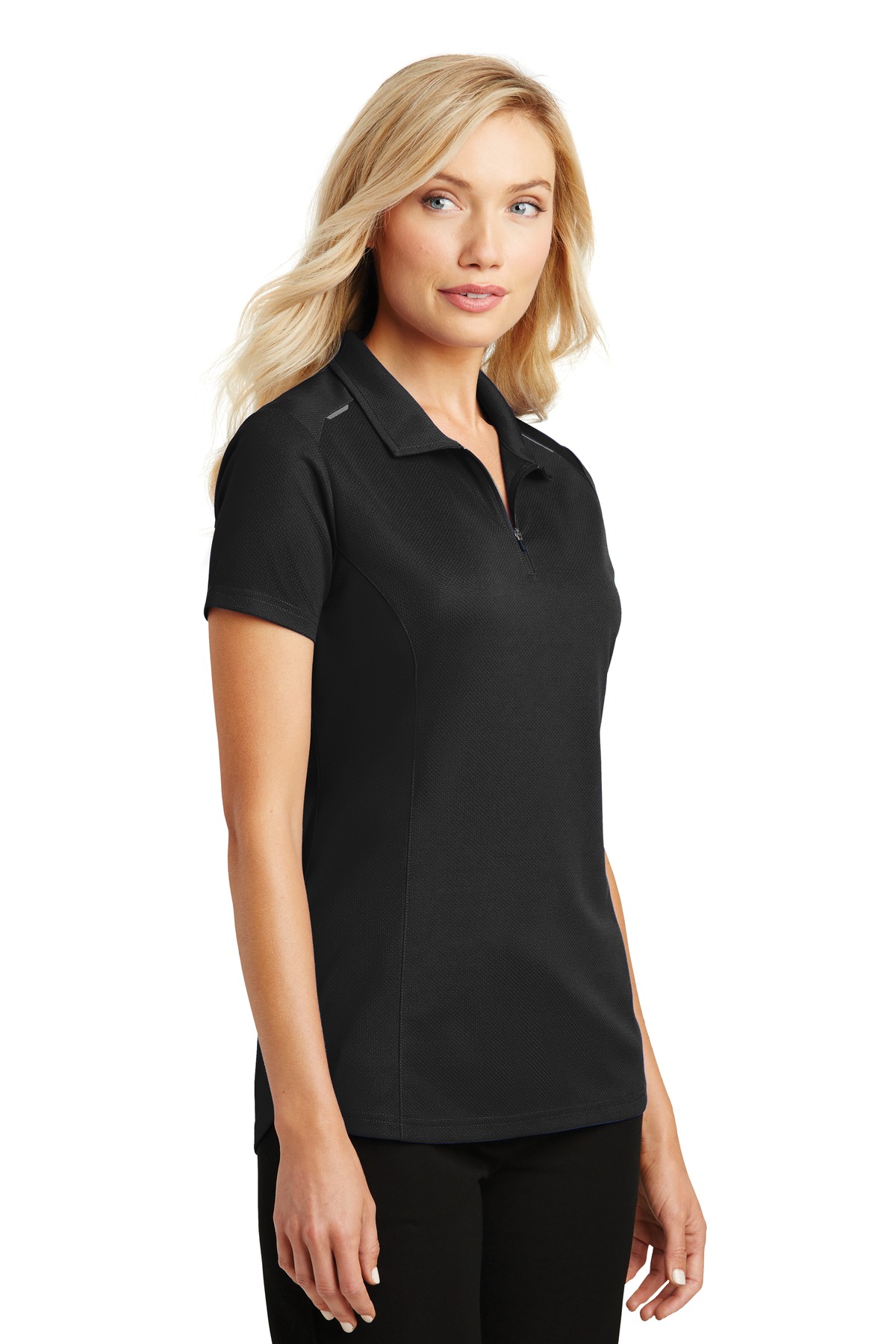 Port Authority Women's Pinpoint Mesh Zip Polo. L580