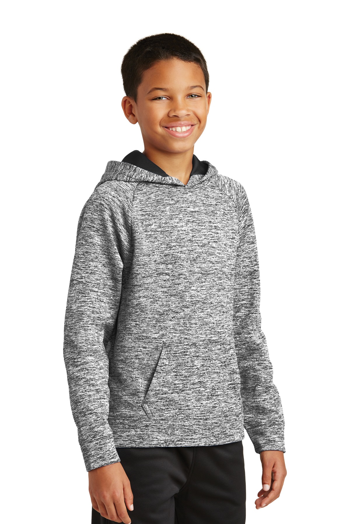 Sport-Tek Youth PosiCharge Electric Heather Fleece Hooded Pullover. YST225
