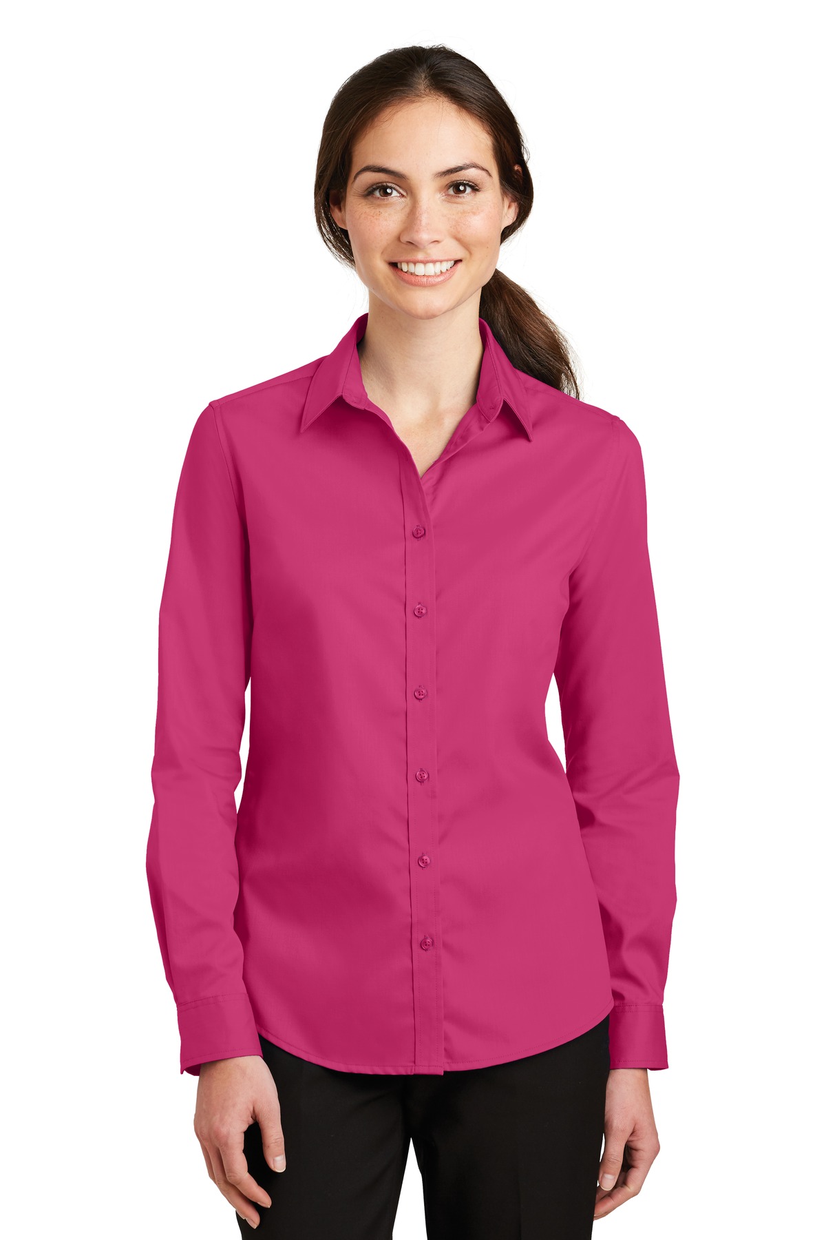 Port Authority ® Women's SuperPro ™ Twill Shirt. L663 - Image 2