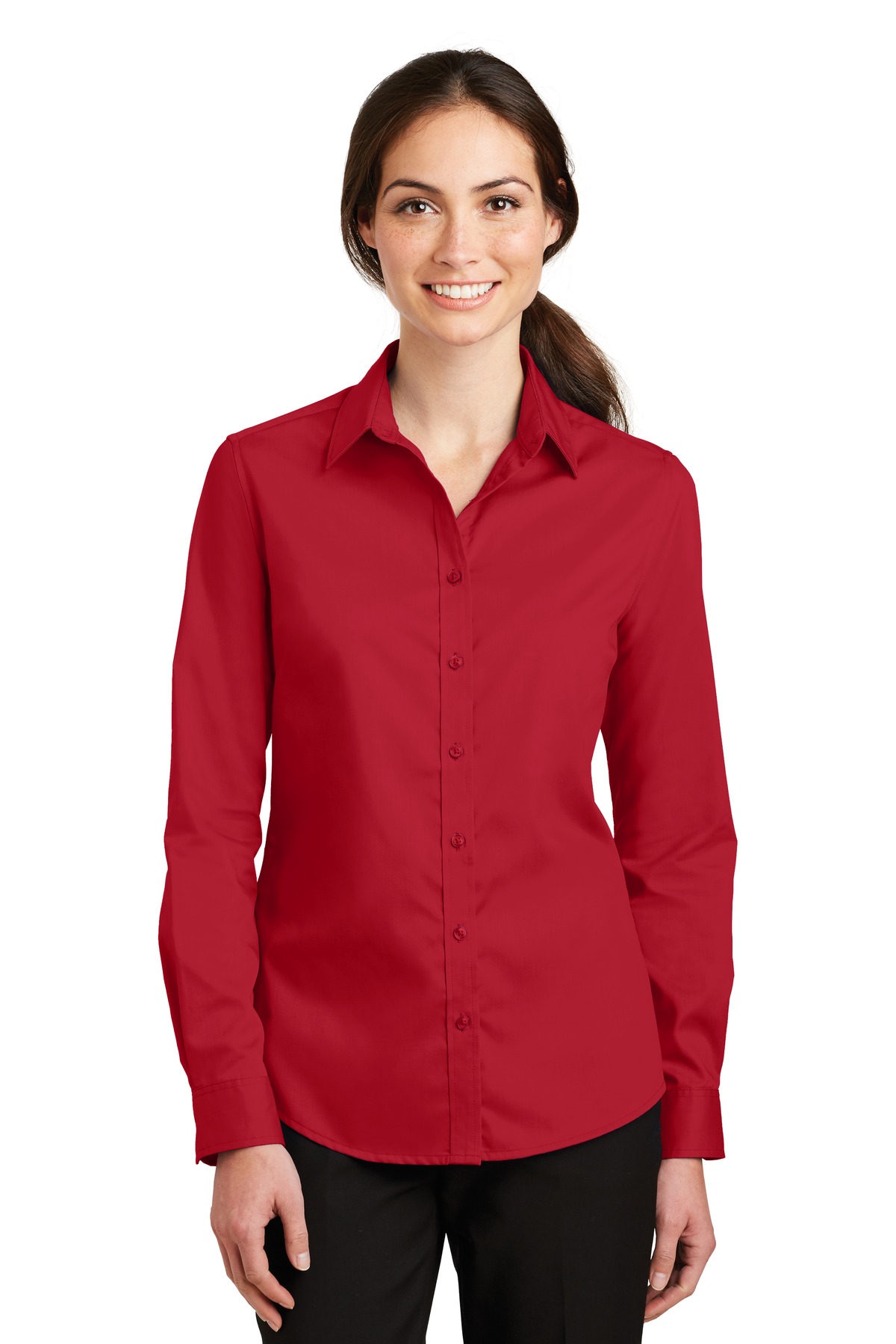 Port Authority ® Women's SuperPro ™ Twill Shirt. L663 - Image 3
