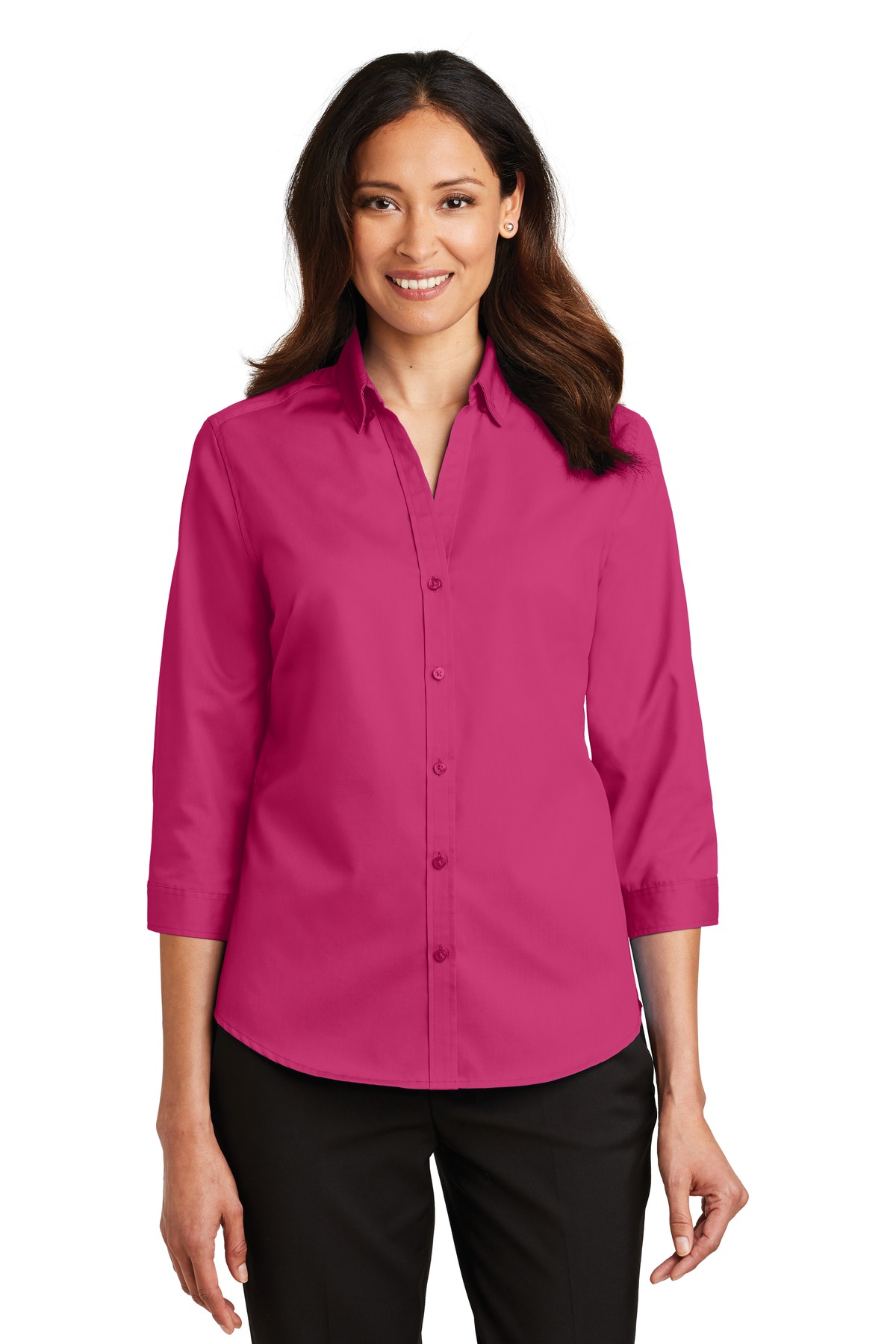 Port Authority ® Women's 3/4-Sleeve SuperPro ™ Twill Shirt. L665 - Image 3