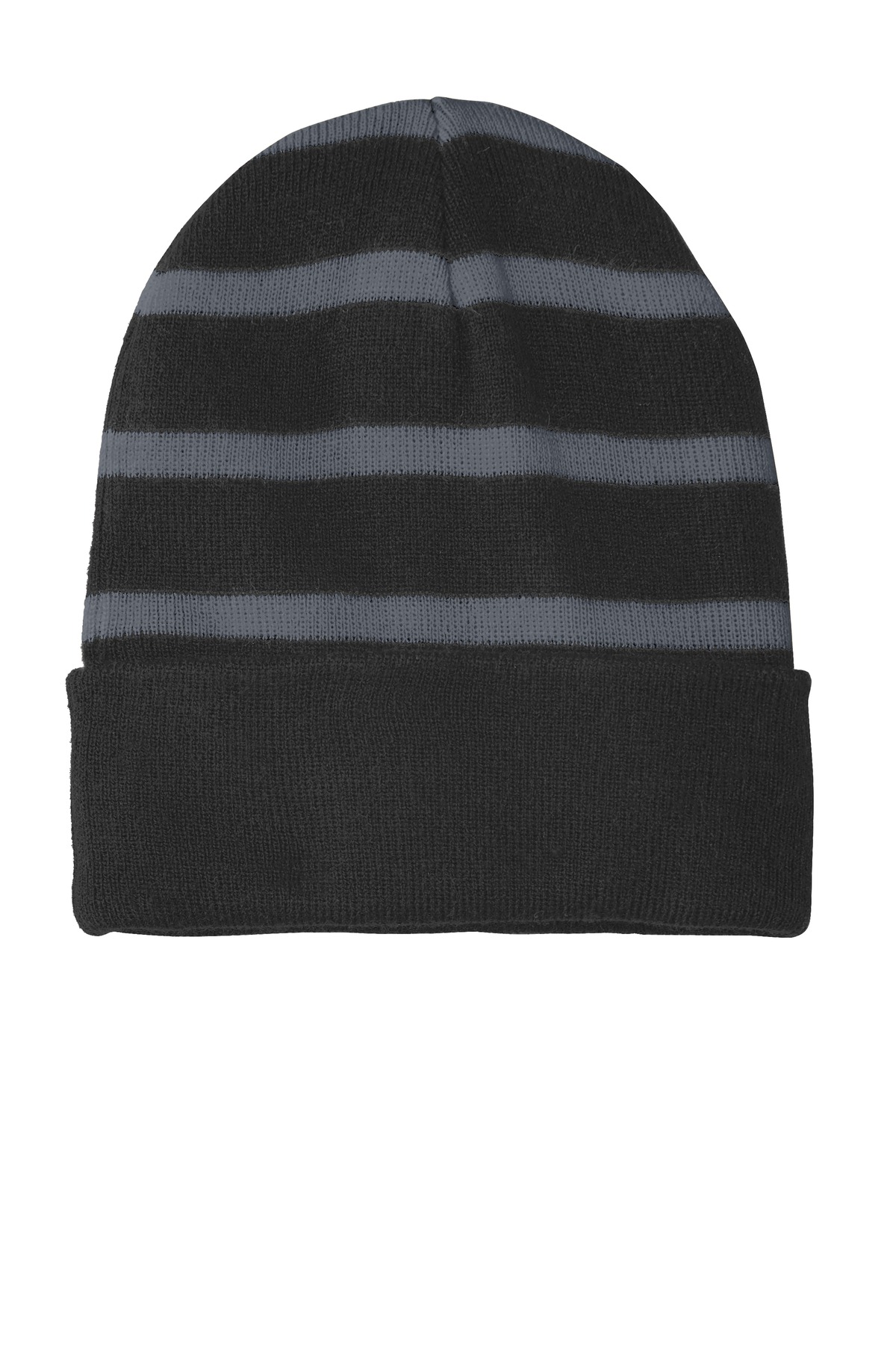 Sport-Tek Striped Beanie with Solid Band-