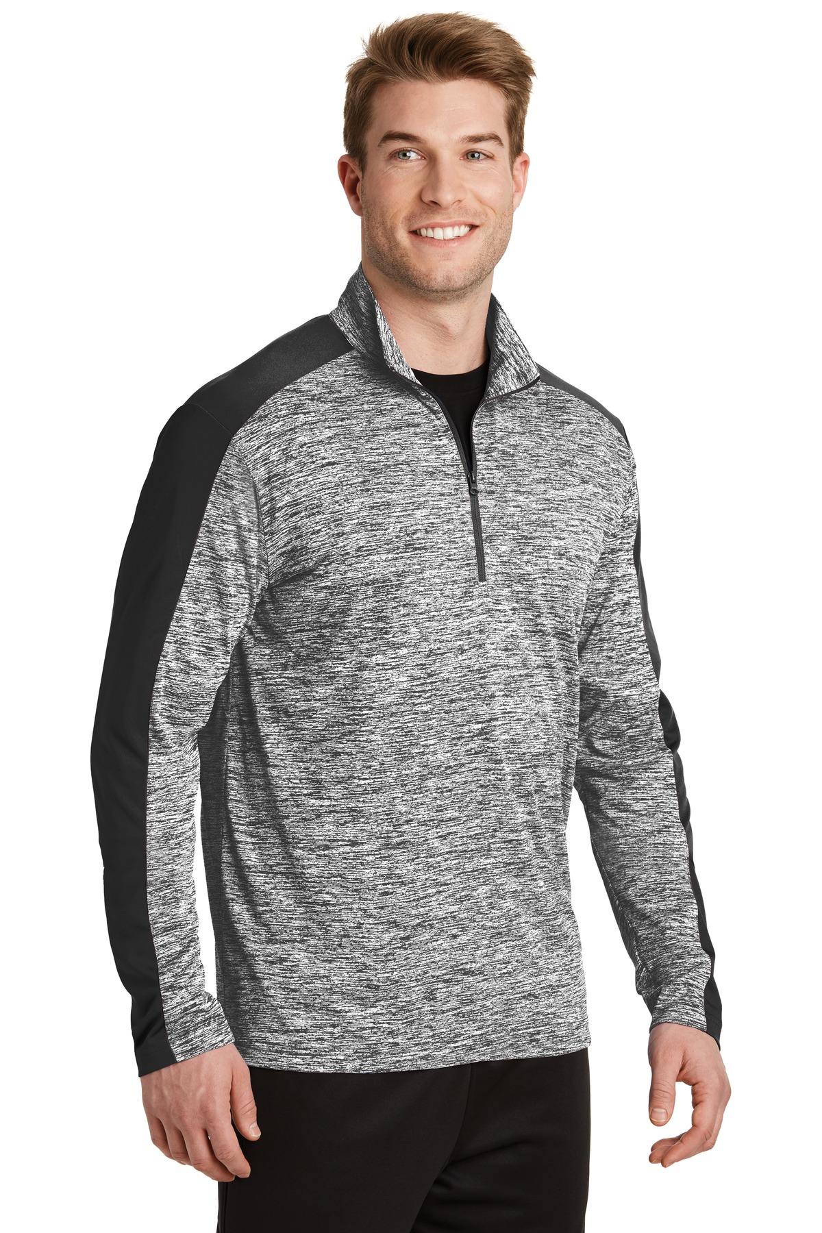 Sport-Tek PosiCharge Electric Heather Colorblock 1/4-Zip Pullover. ST397