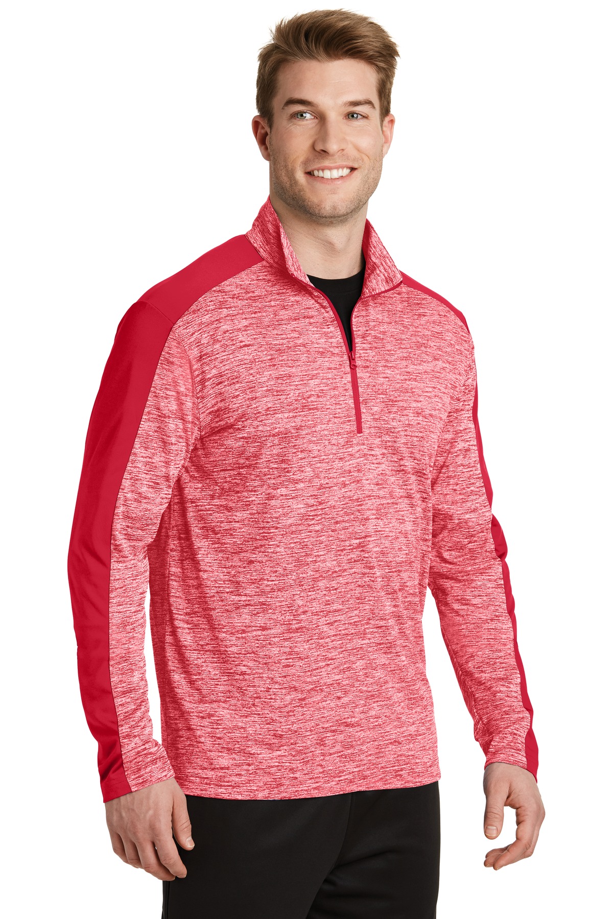Sport-Tek PosiCharge Electric Heather Colorblock 1/4-Zip Pullover. ST397