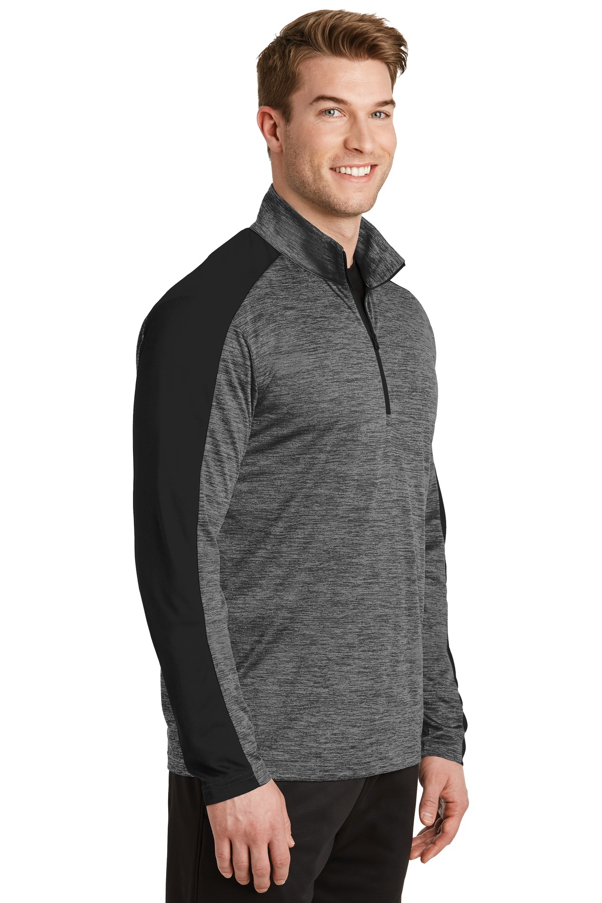 Sport-Tek PosiCharge Electric Heather Colorblock 1/4-Zip Pullover. ST397