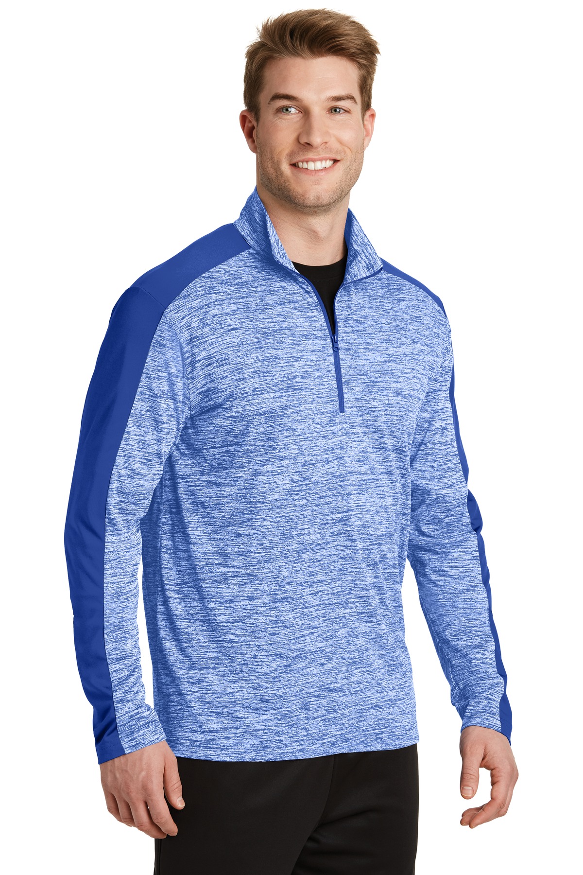 Sport-Tek PosiCharge Electric Heather Colorblock 1/4-Zip Pullover. ST397