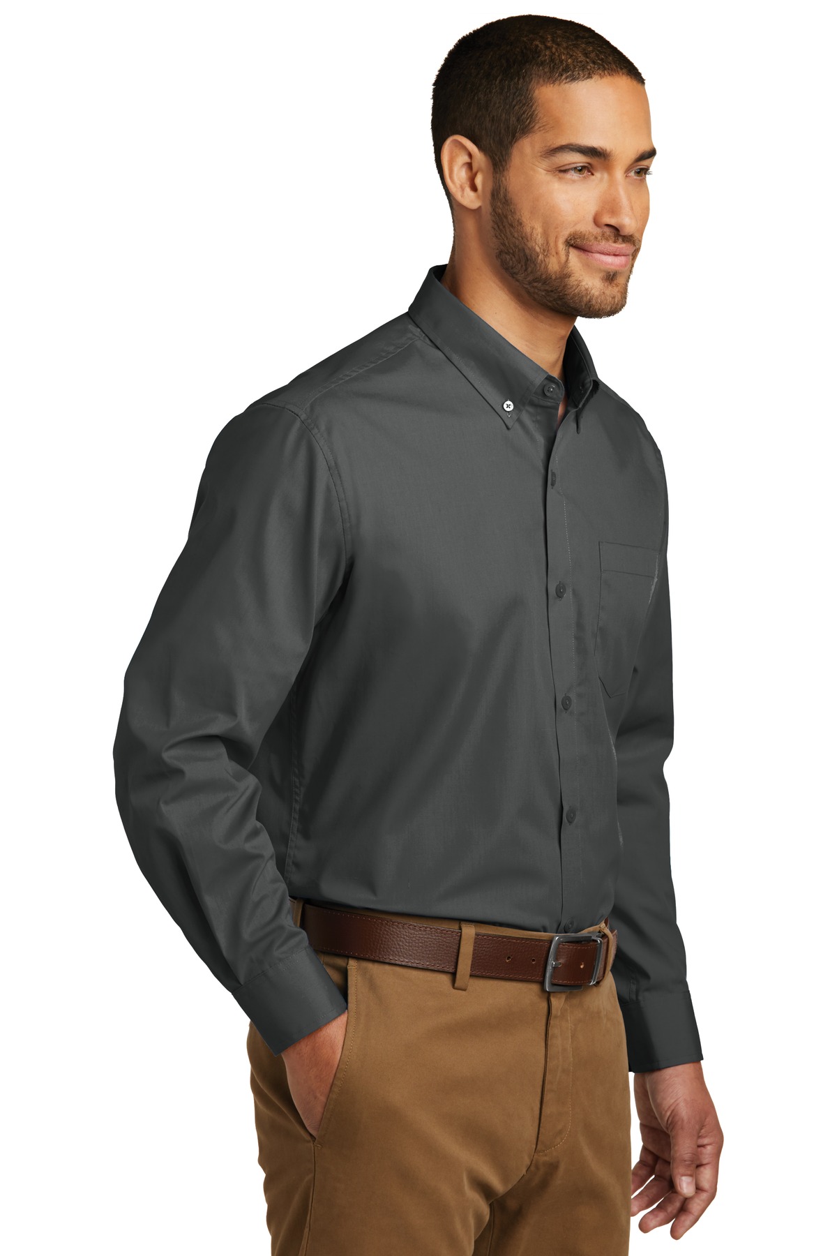 Port Authority Long Sleeve Carefree Poplin Shirt. W100