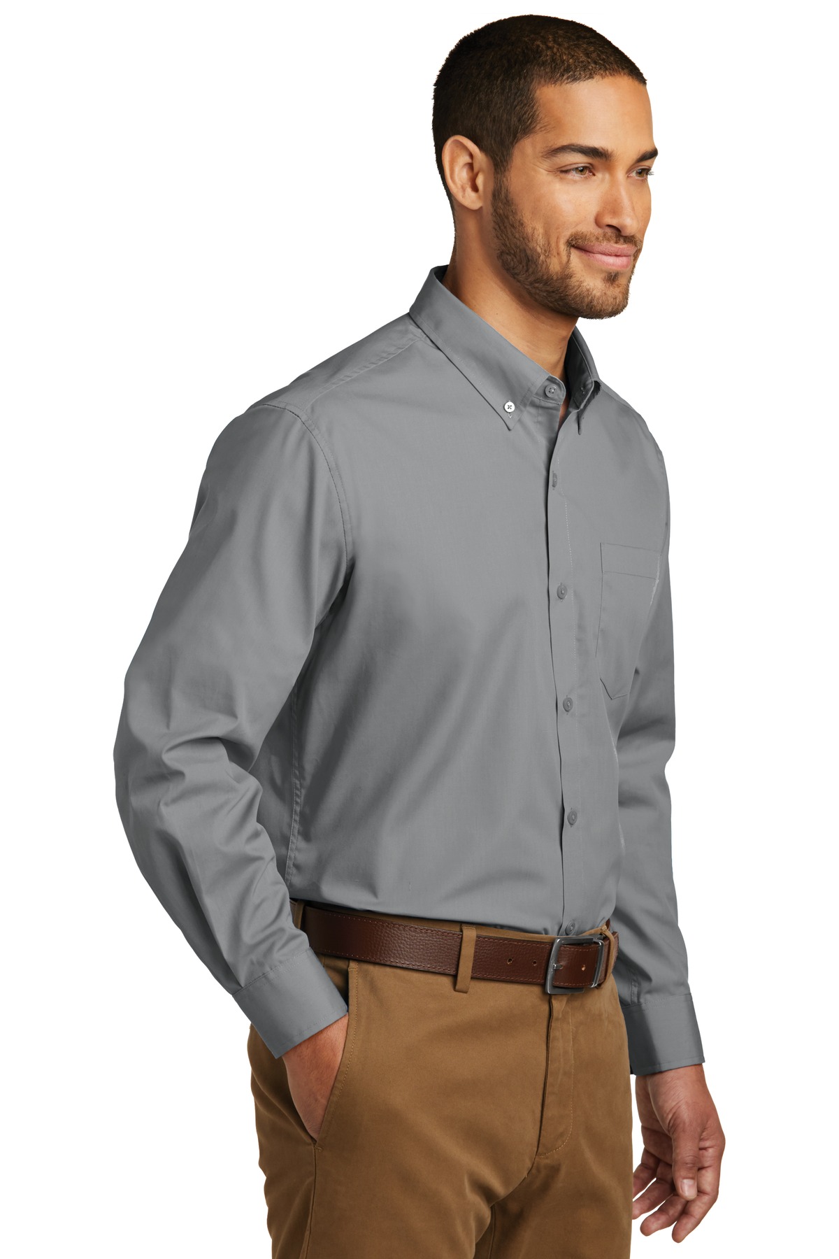 Port Authority Long Sleeve Carefree Poplin Shirt. W100