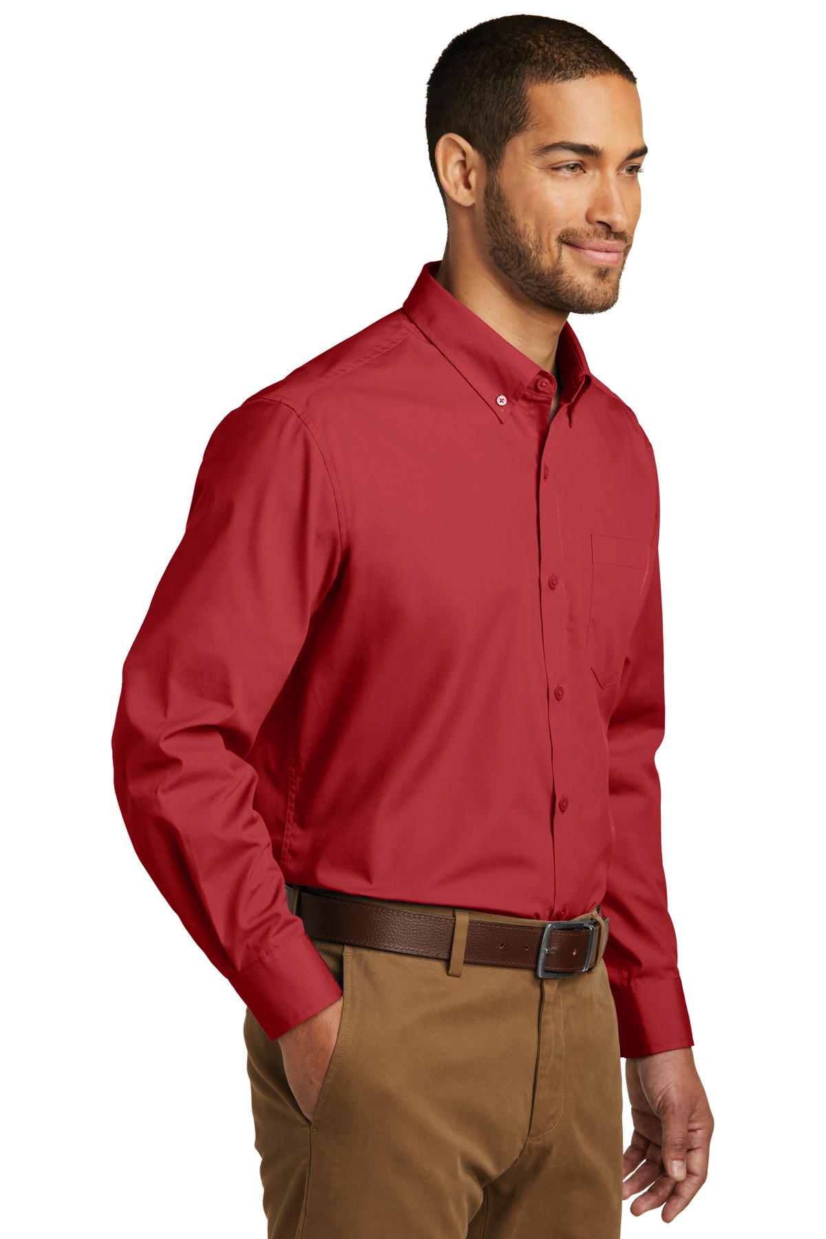 Port Authority Long Sleeve Carefree Poplin Shirt. W100