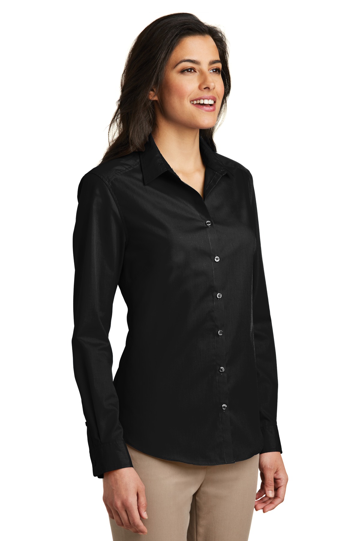 Port Authority Women's Long Sleeve Carefree Poplin Shirt. LW100