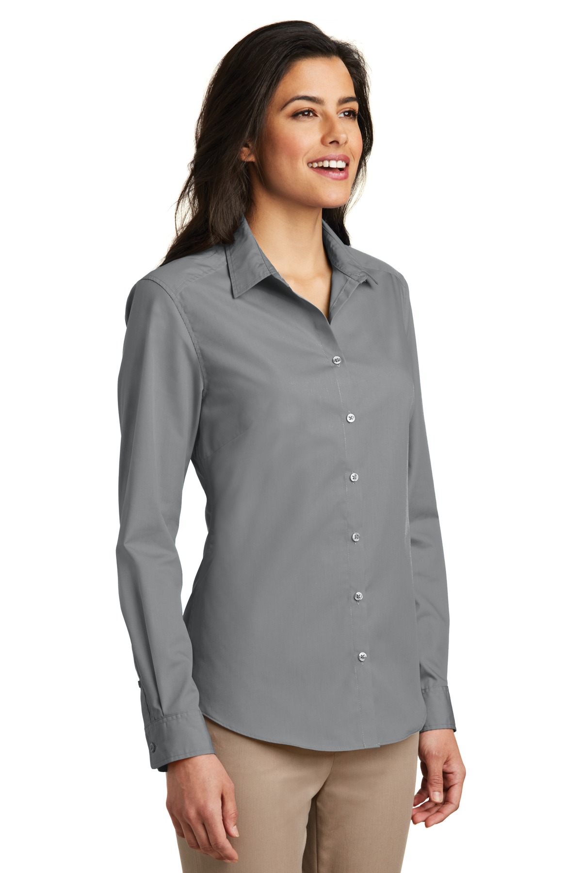 Port Authority Women's Long Sleeve Carefree Poplin Shirt. LW100