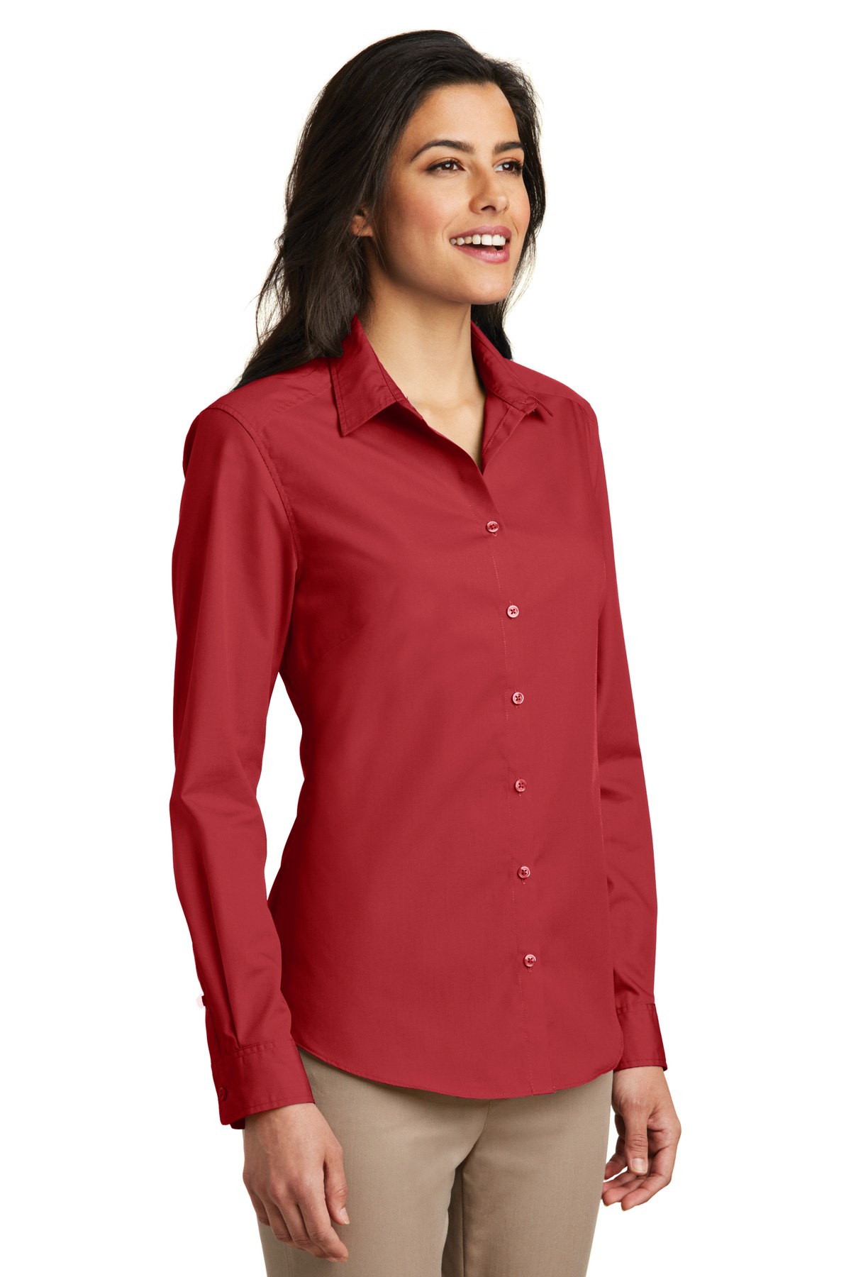 Port Authority Women's Long Sleeve Carefree Poplin Shirt. LW100
