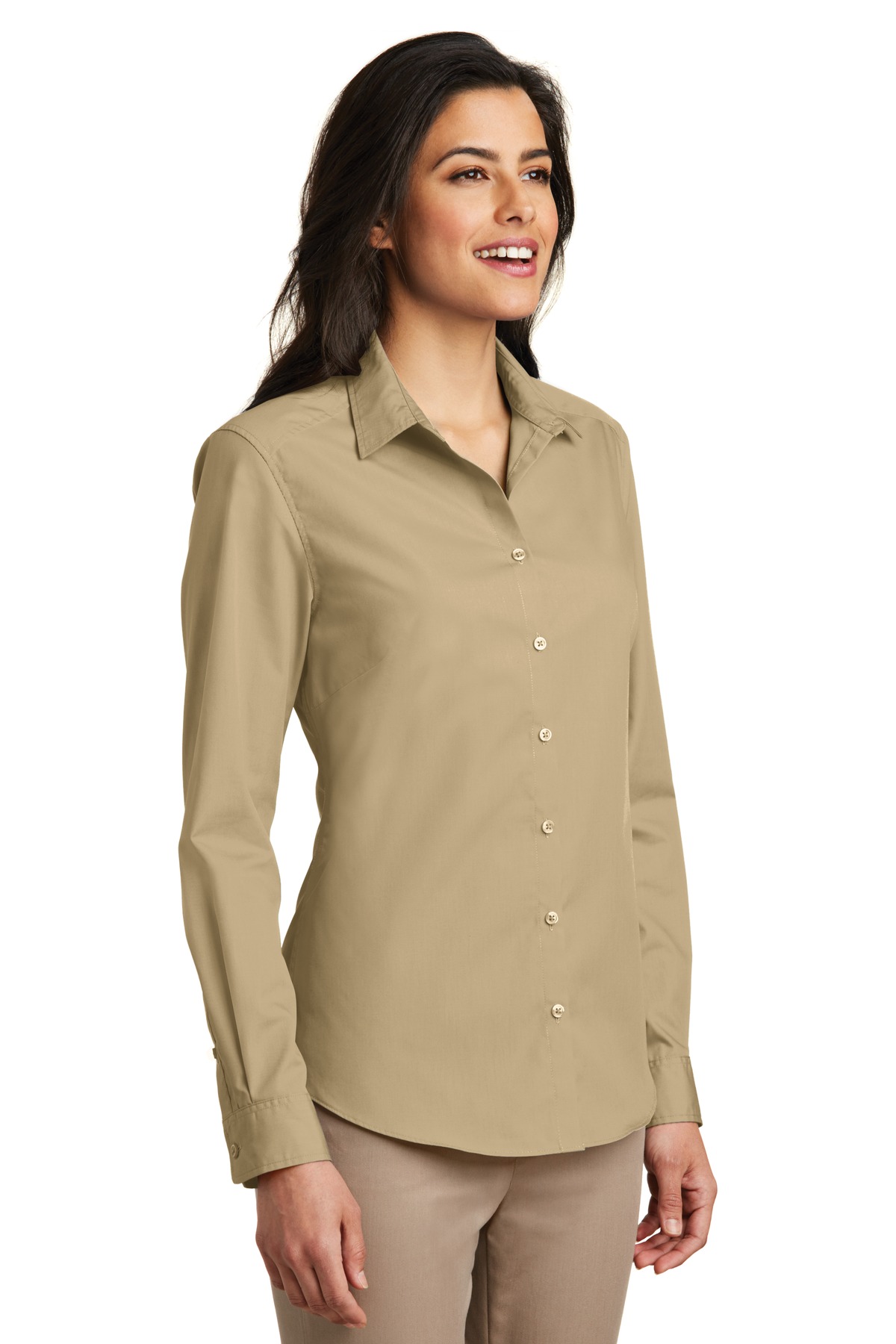 Port Authority Women's Long Sleeve Carefree Poplin Shirt. LW100