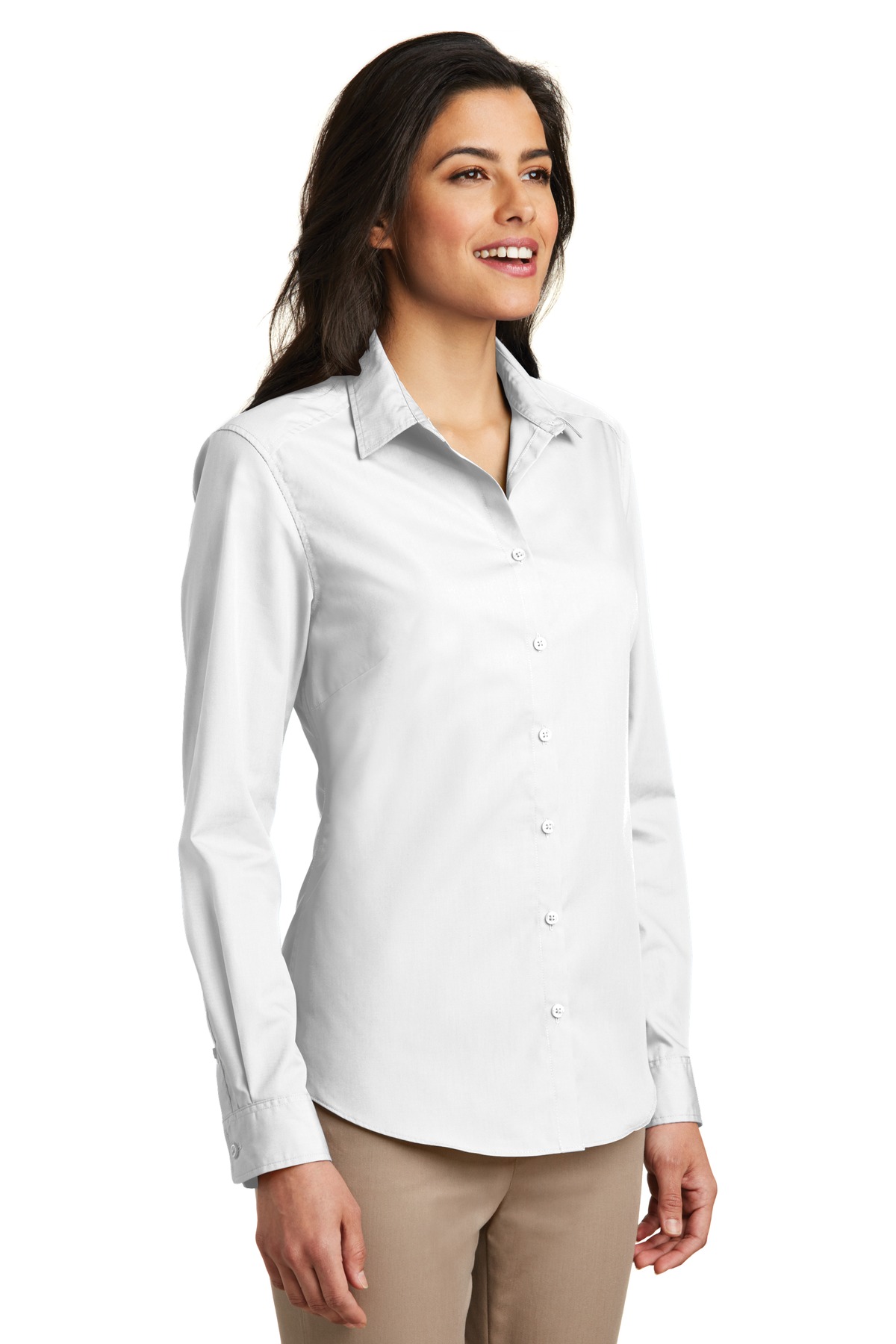 Port Authority Women's Long Sleeve Carefree Poplin Shirt. LW100
