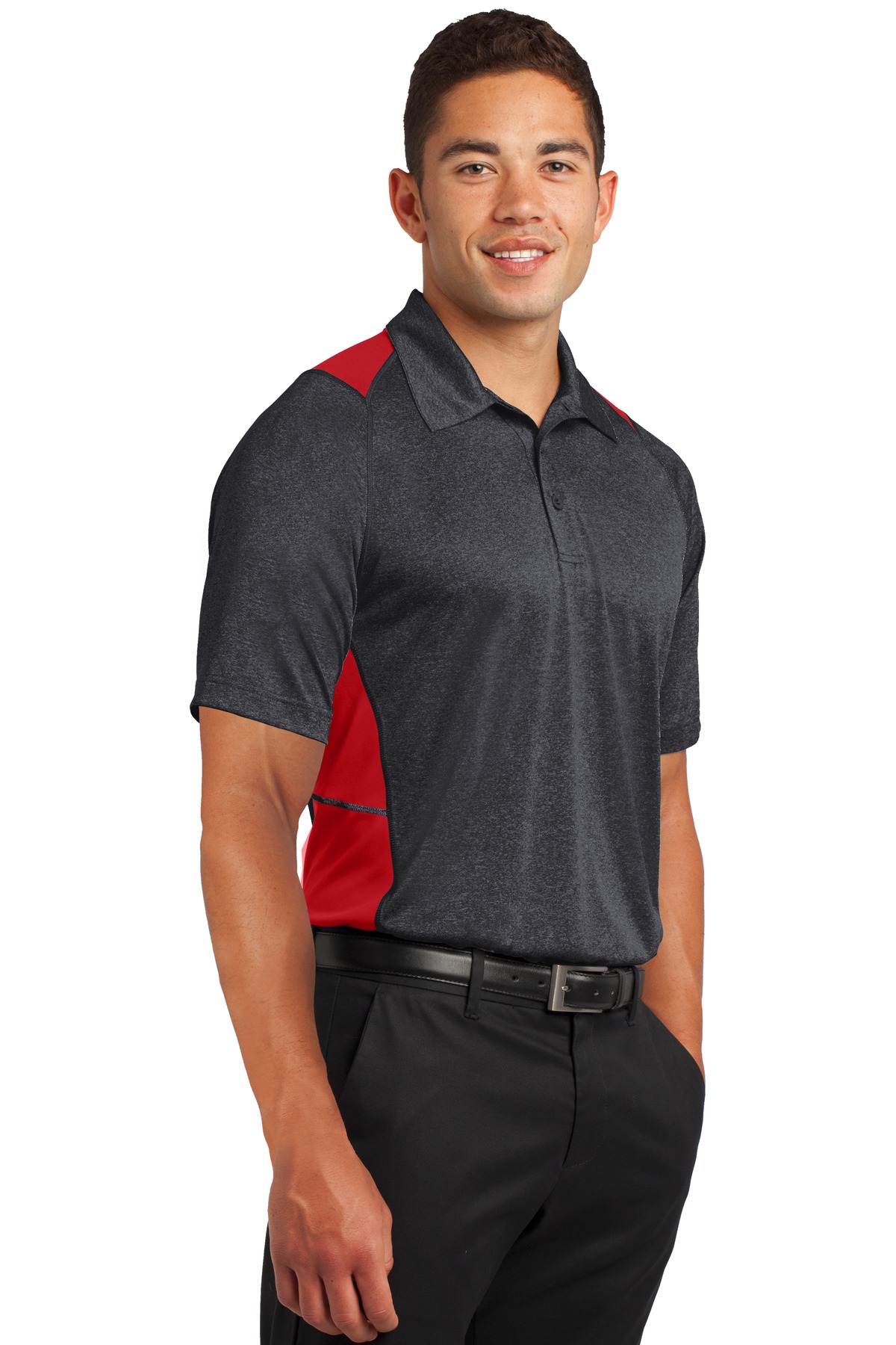 Sport-Tek Heather Colorblock Contender Polo. ST665