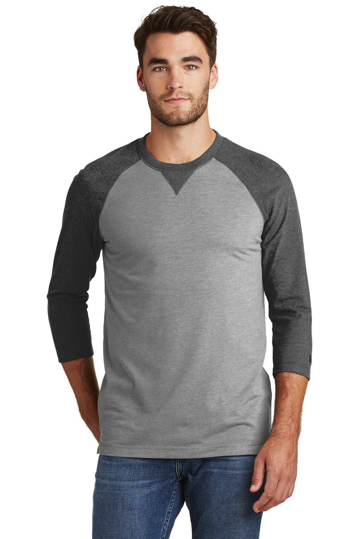 New Era Sueded Cotton Blend 3/4-Sleeve Baseball Raglan Tee. NEA121