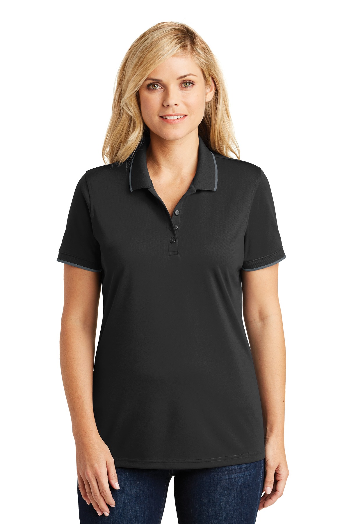 Port Authority Ladies Hospitality Polos & Knits ® Ladies Dry Zone® UV Micro-Mesh Tipped Polo.-Port Authority