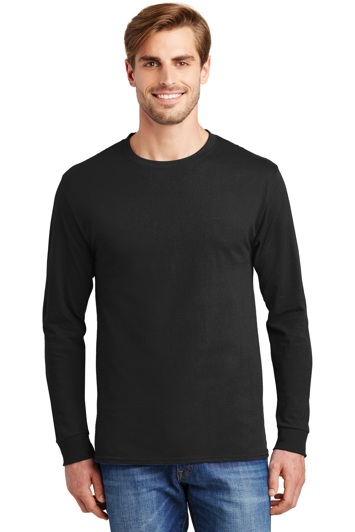 Hanes - Tagless 100% Cotton Long Sleeve T-Shirt. 5586