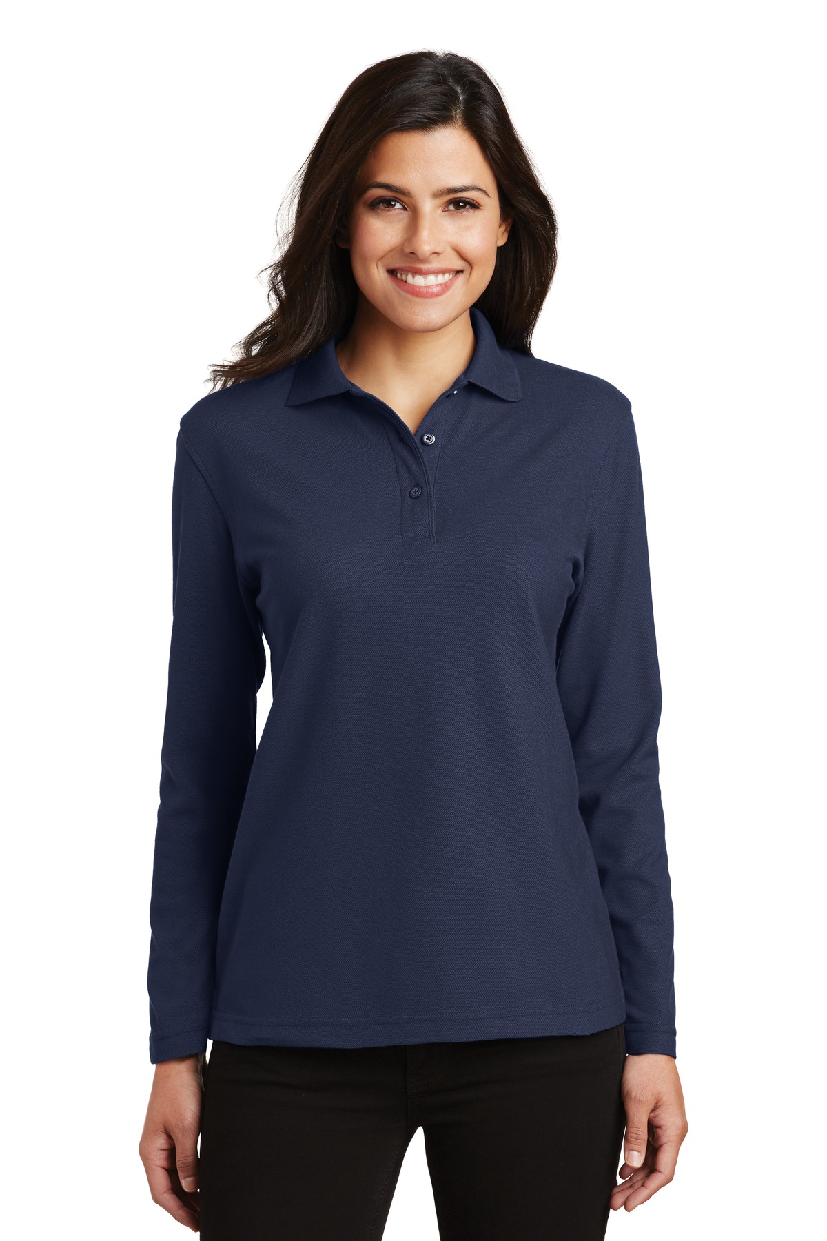 Port Authority ® Women's Silk Touch™ Long Sleeve Polo. L500LS - Image 3