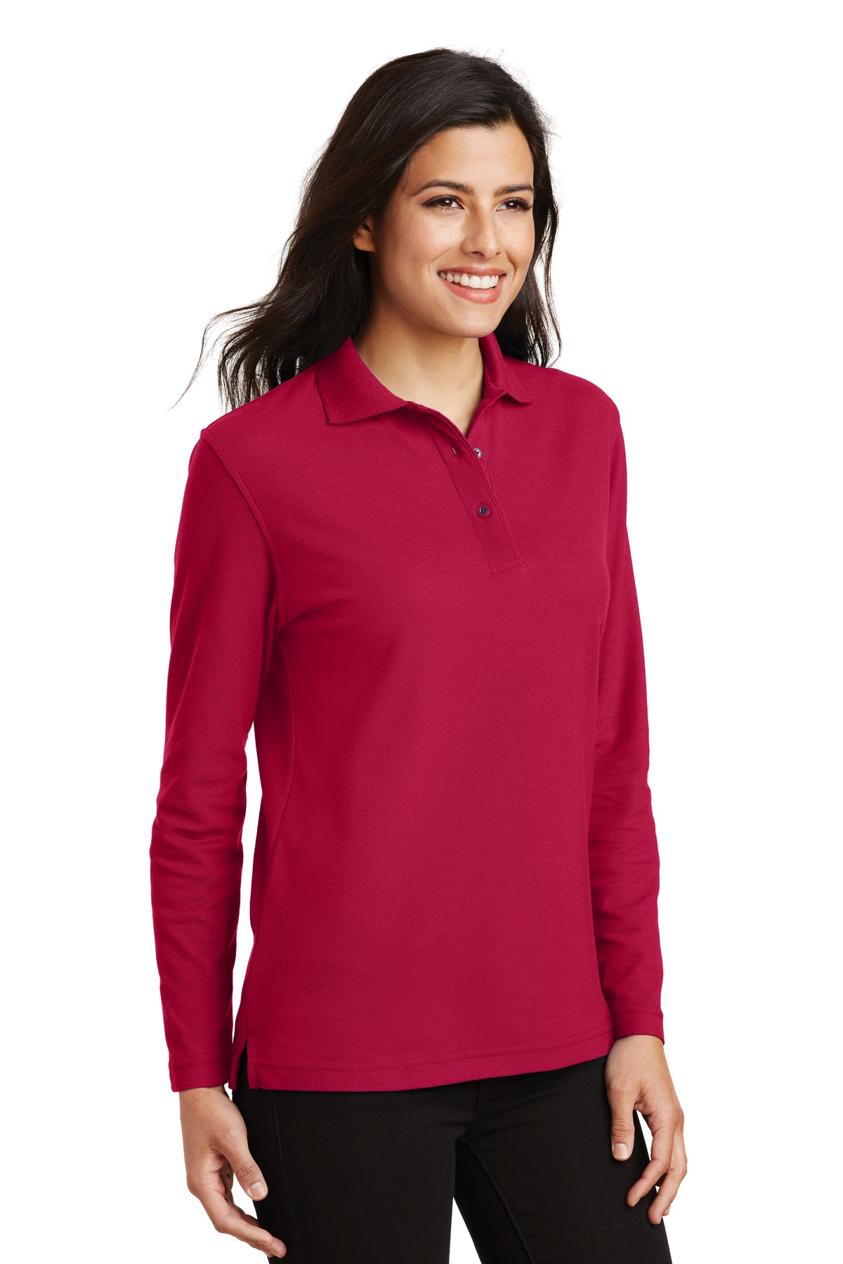 Port Authority Women's Silk Touch Long Sleeve Polo. L500LS