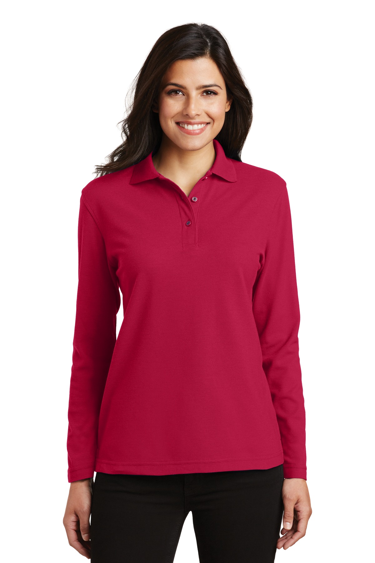 Port Authority ® Women's Silk Touch™ Long Sleeve Polo. L500LS - Image 4