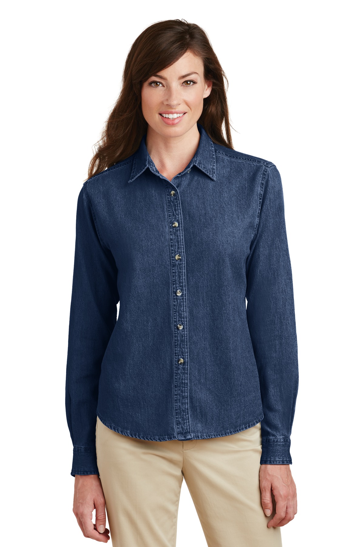Port & Company - Ladies Long Sleeve Value Denim Shirt.  LSP10