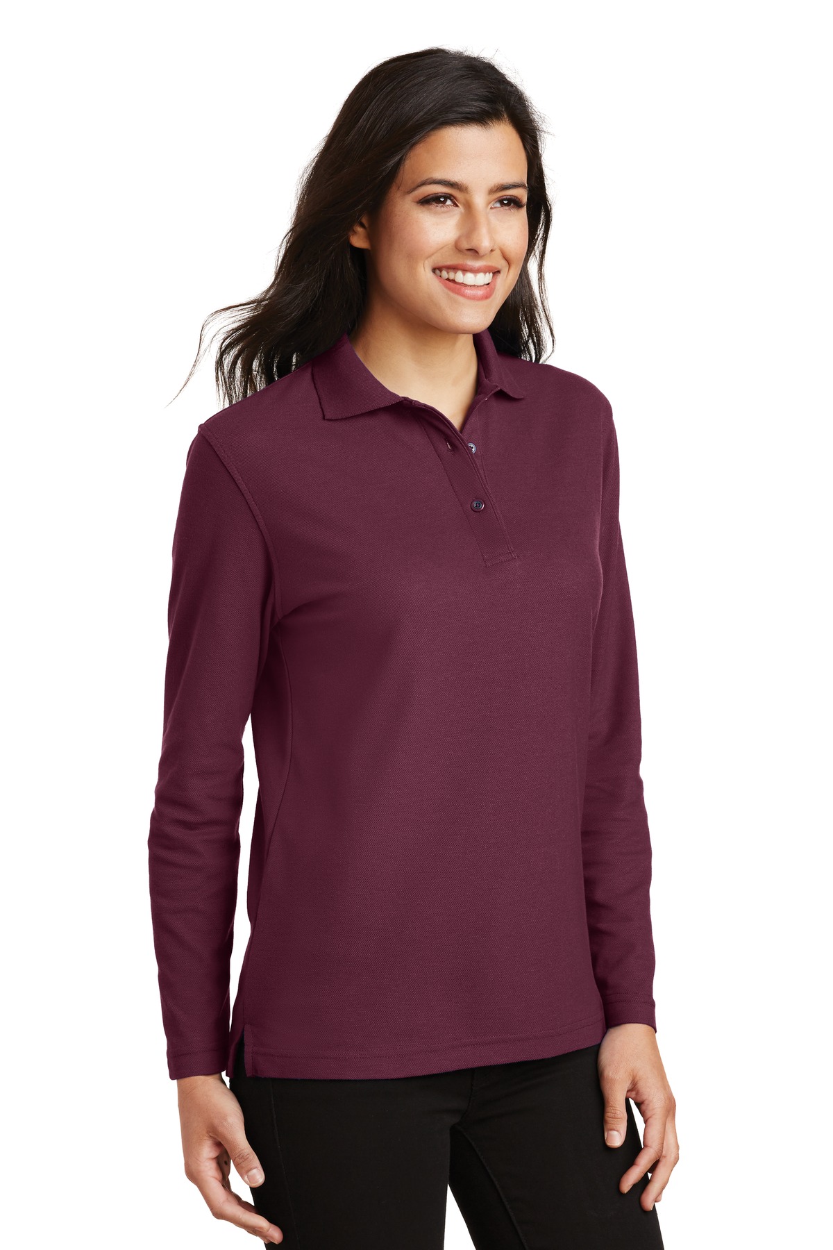 Port Authority Women's Silk Touch Long Sleeve Polo. L500LS