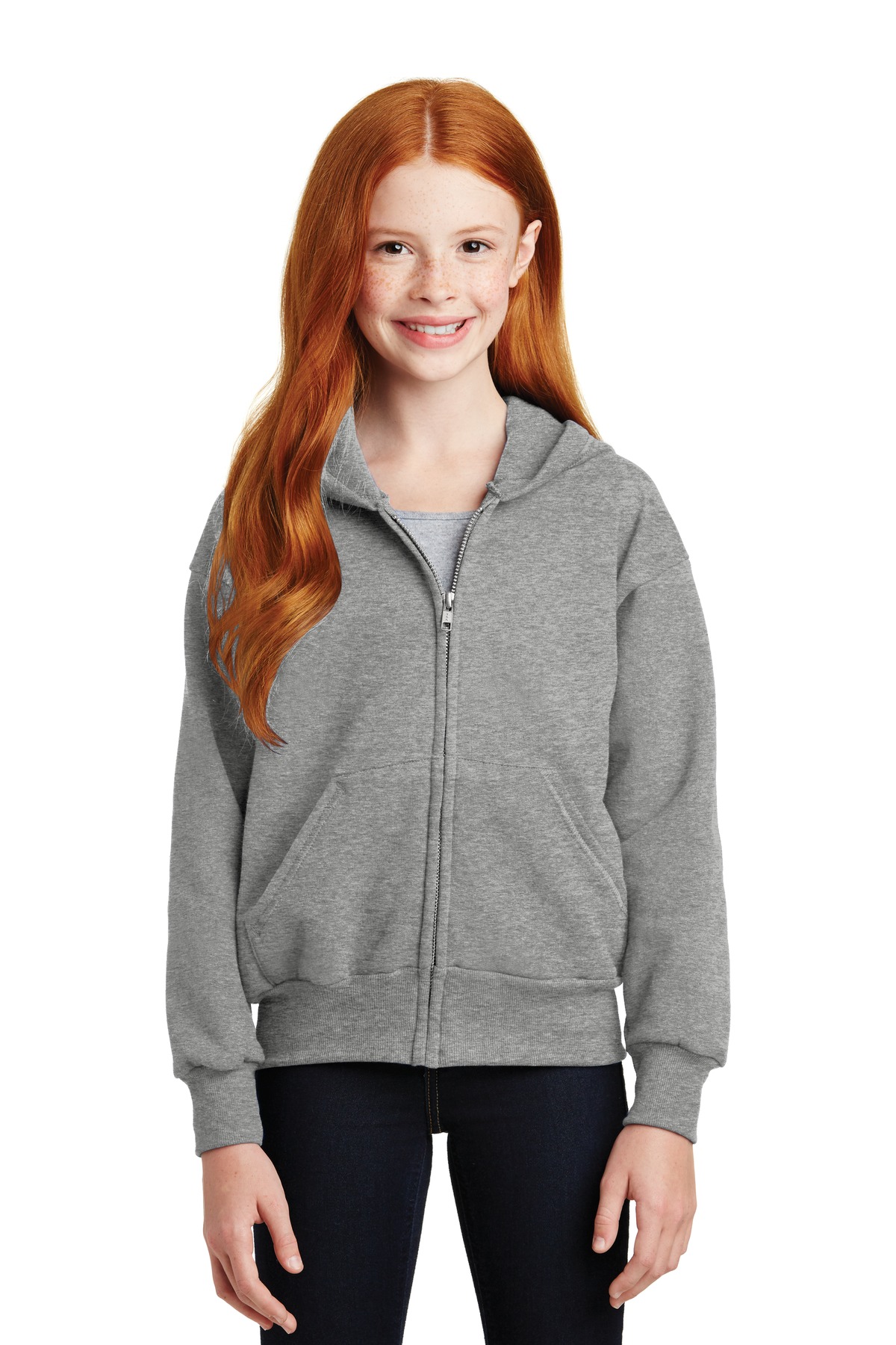 Hanes - Youth EcoSmart Full-Zip Hooded Sweatshirt. P480