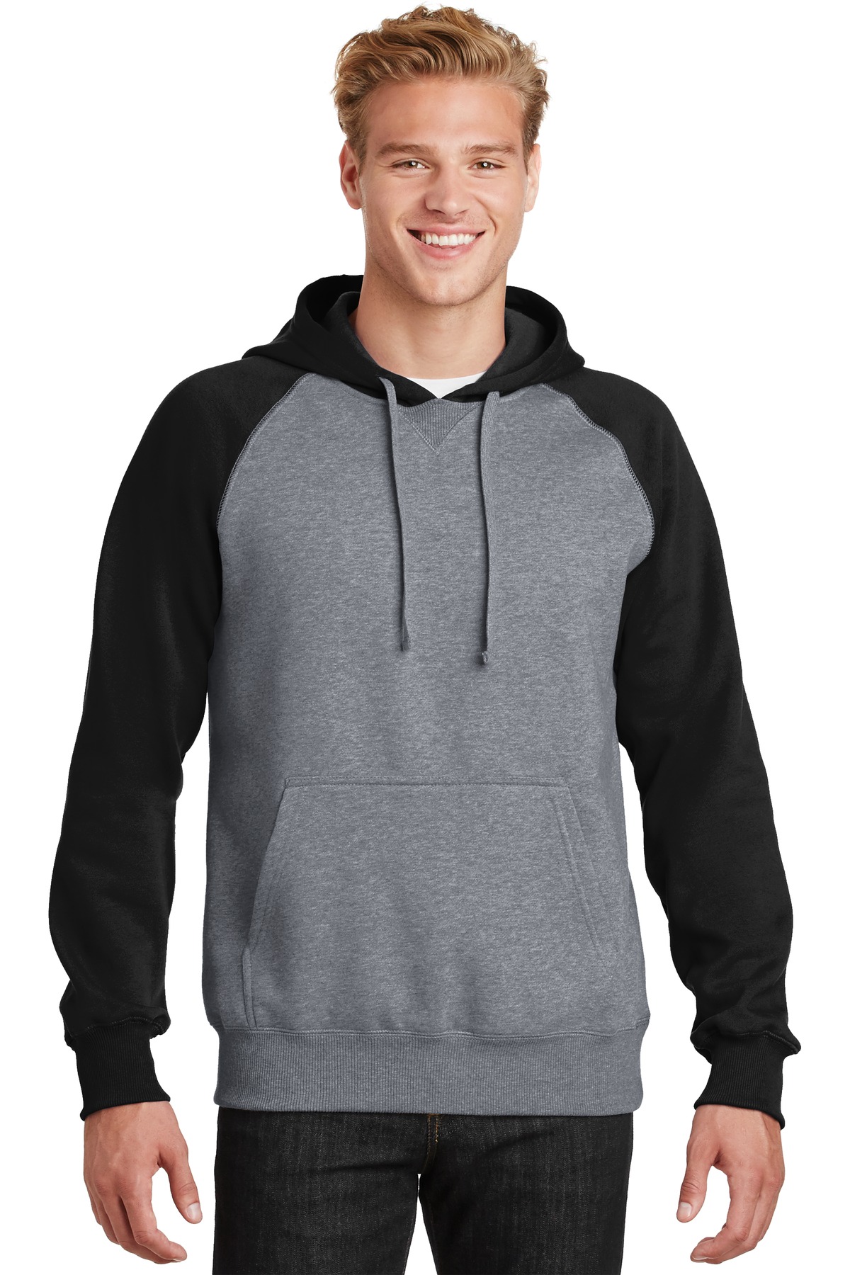 Sport-Tek Raglan Colorblock Pullover Hooded Sweatshirt-