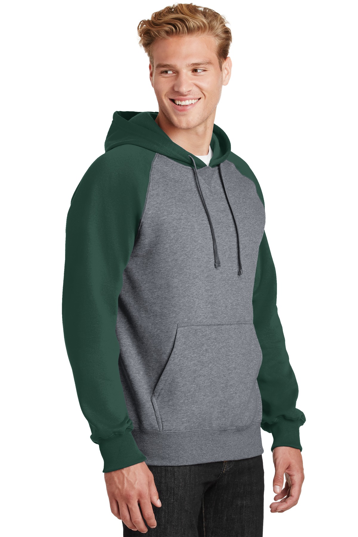 Sport-Tek Raglan Colorblock Pullover Hooded Sweatshirt. ST267